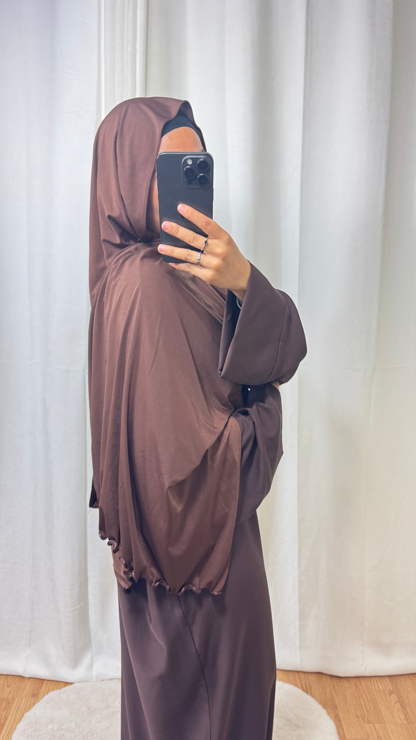 JERSEY PREMIUM BOUCLE SATIN - MARRON