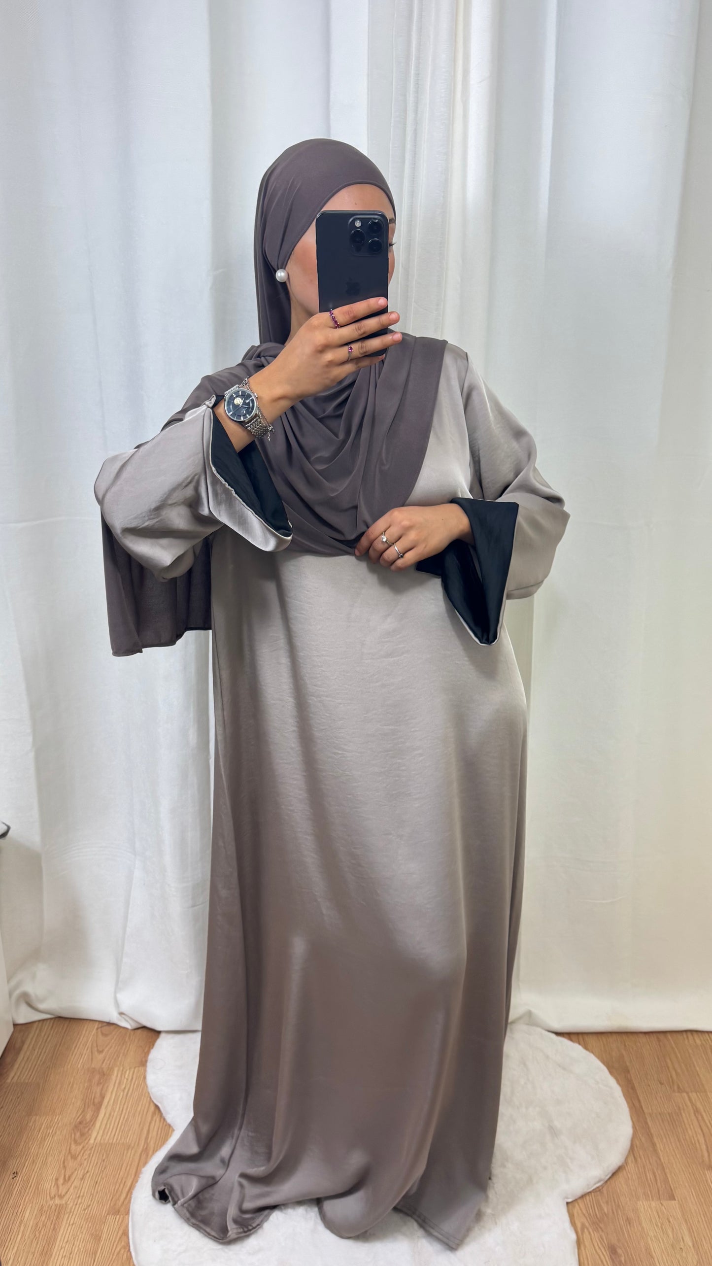 ABAYA SATINÉE TINA - TAUPE