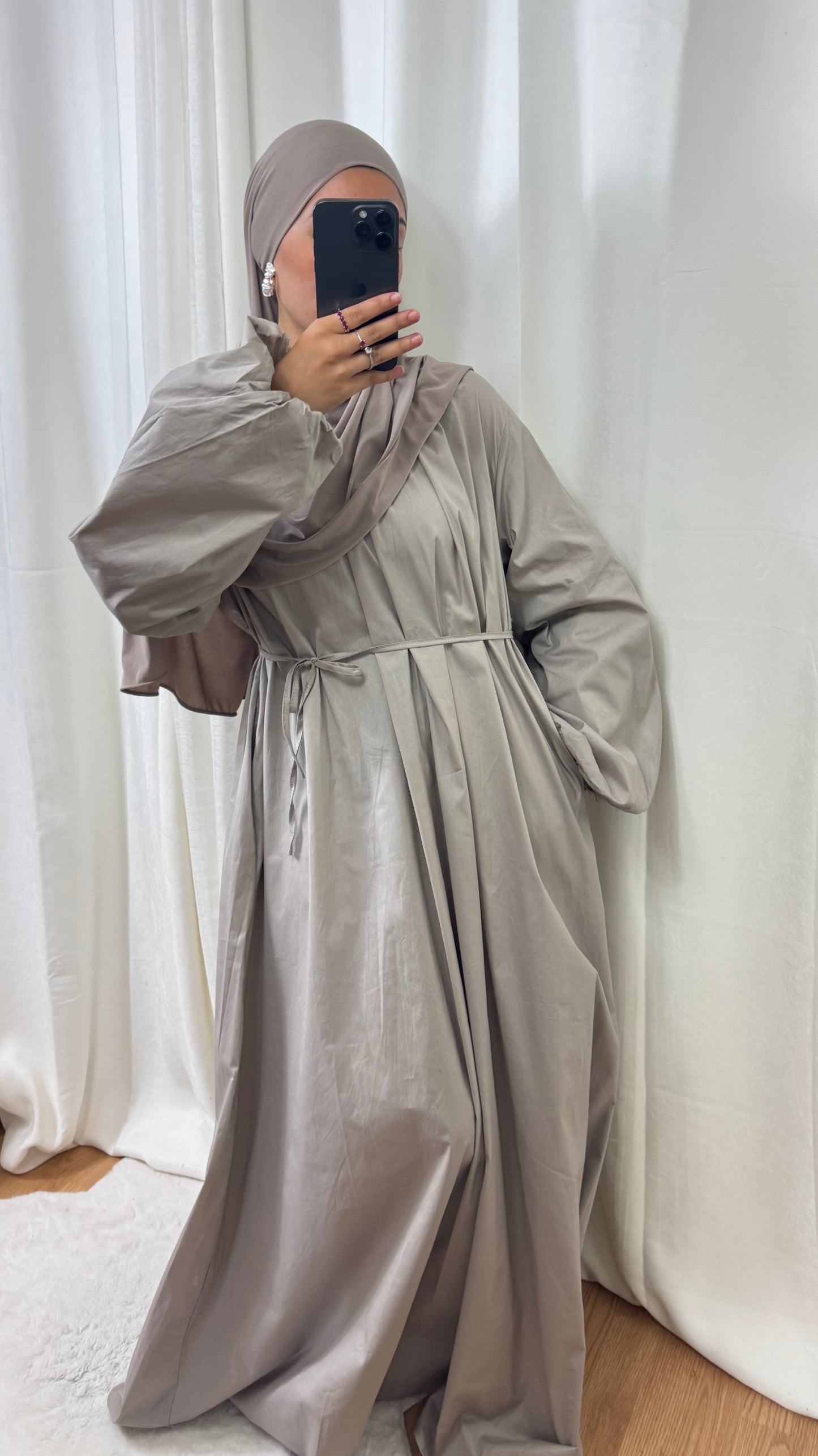 ROBE POPELINE - TAUPE