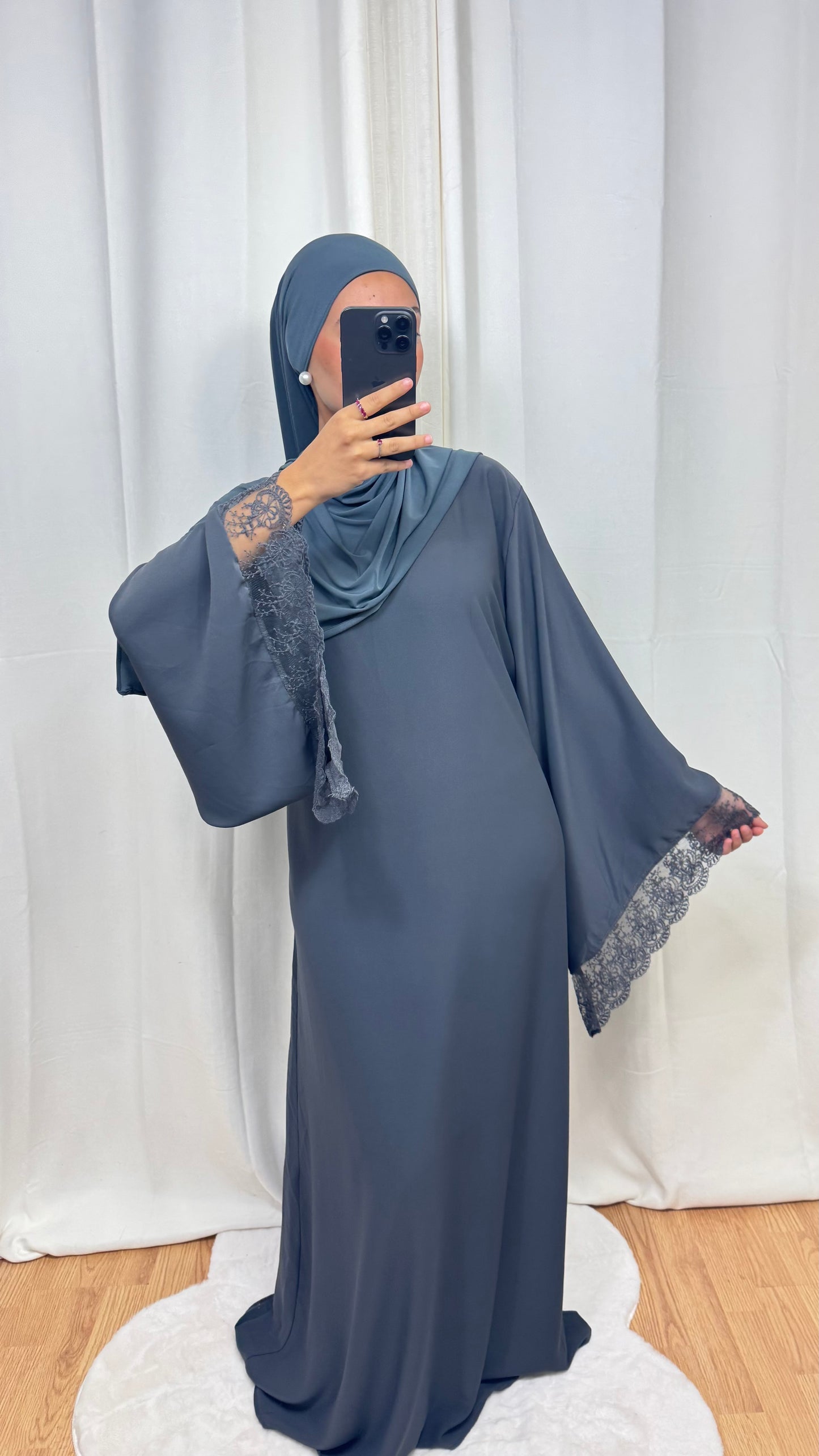 ABAYA DENTELLE - GRIS