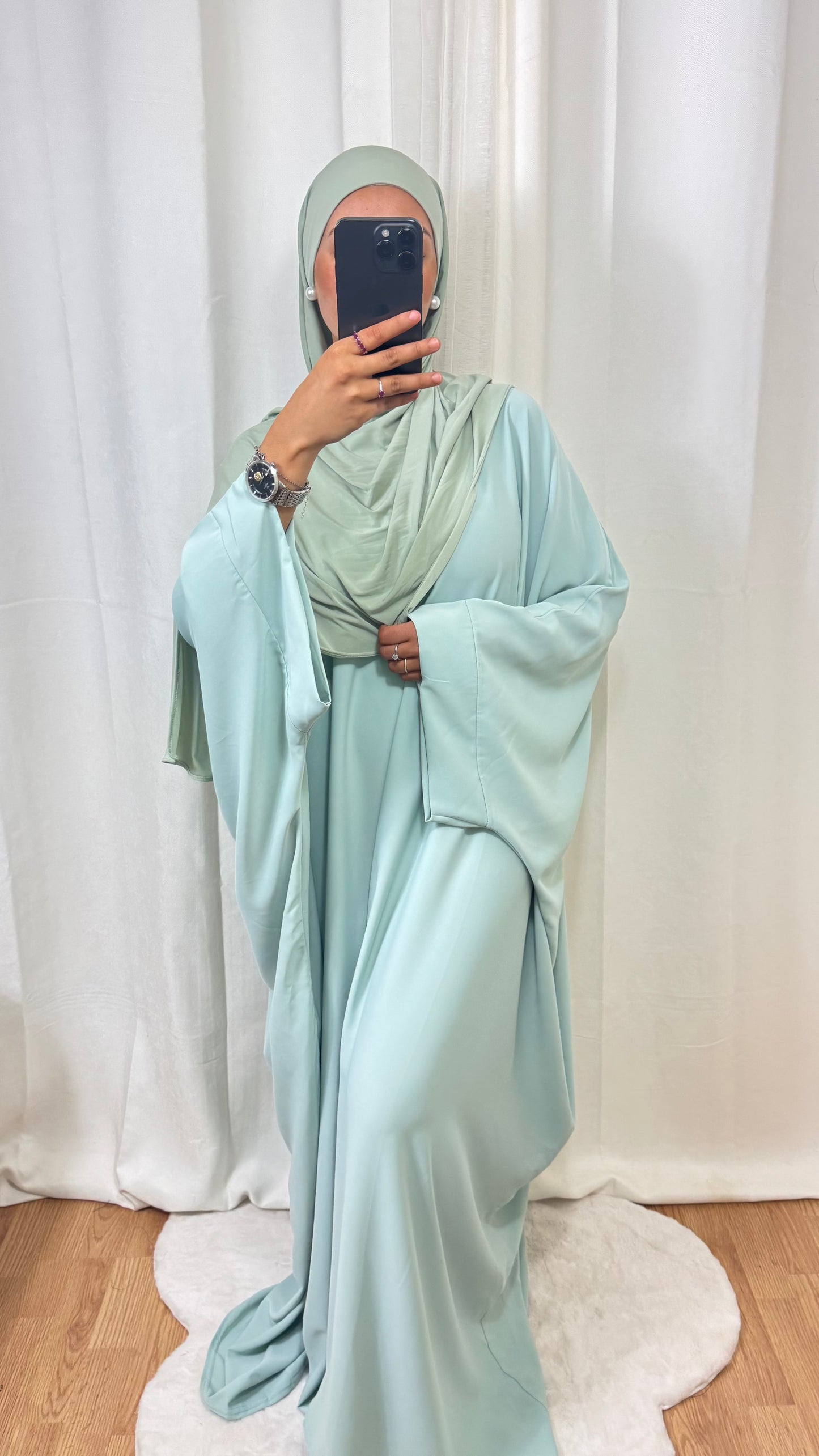 ABAYA SAOUDIENNE ELEGANCE - VERT D’EAU
