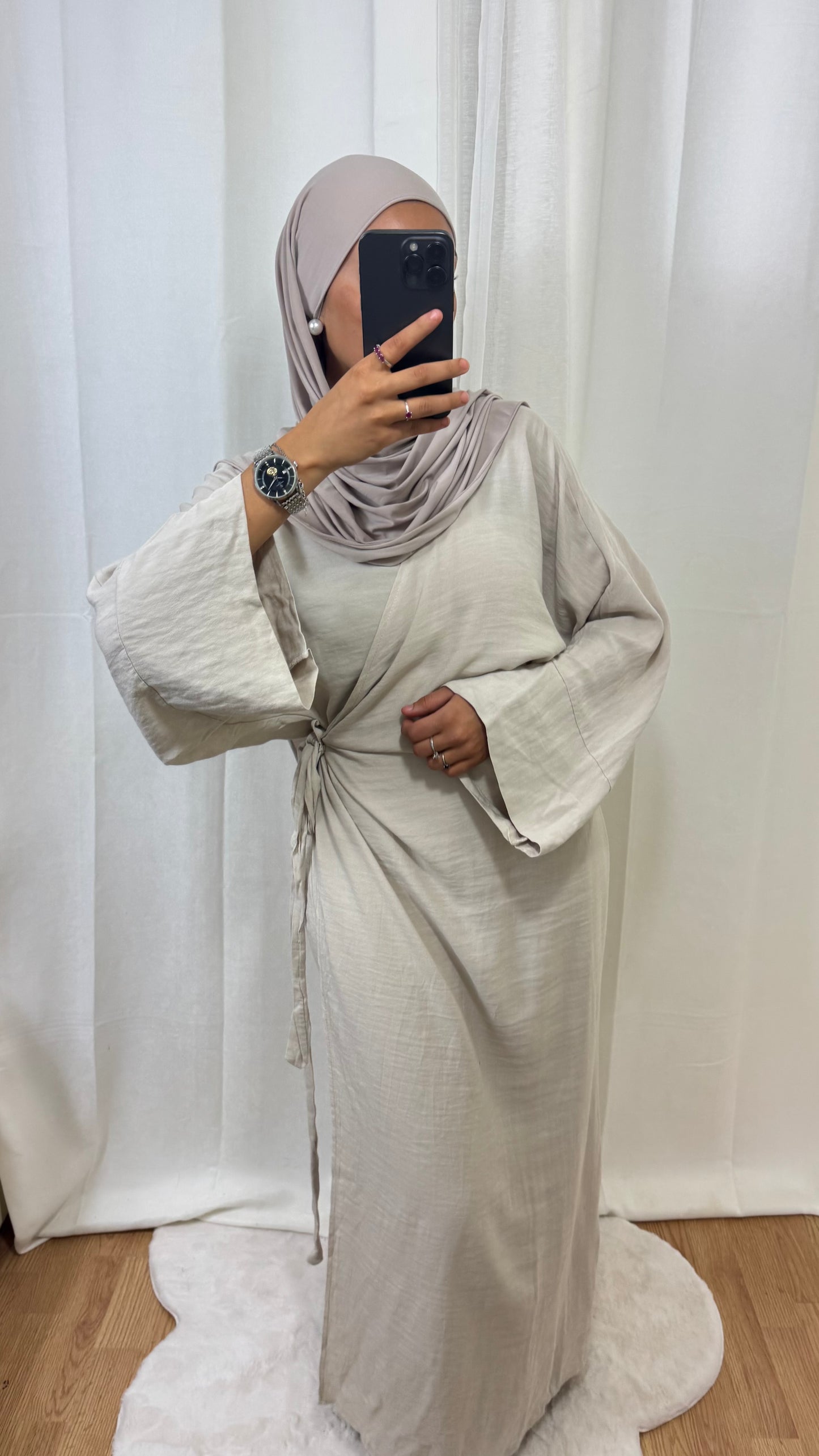 CACHE COEUR EFFET LIN - BEIGE
