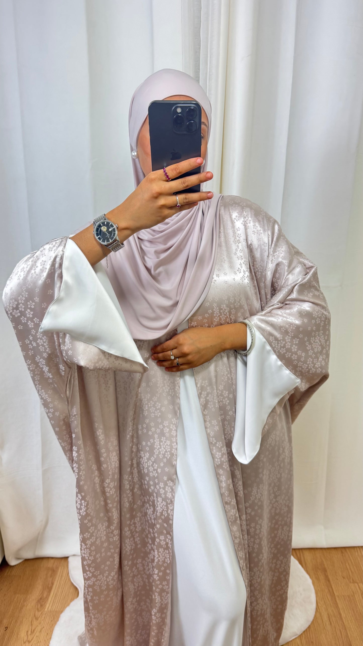 KIMONO CRÉATION FLEUR - ROSE POUDRÉ