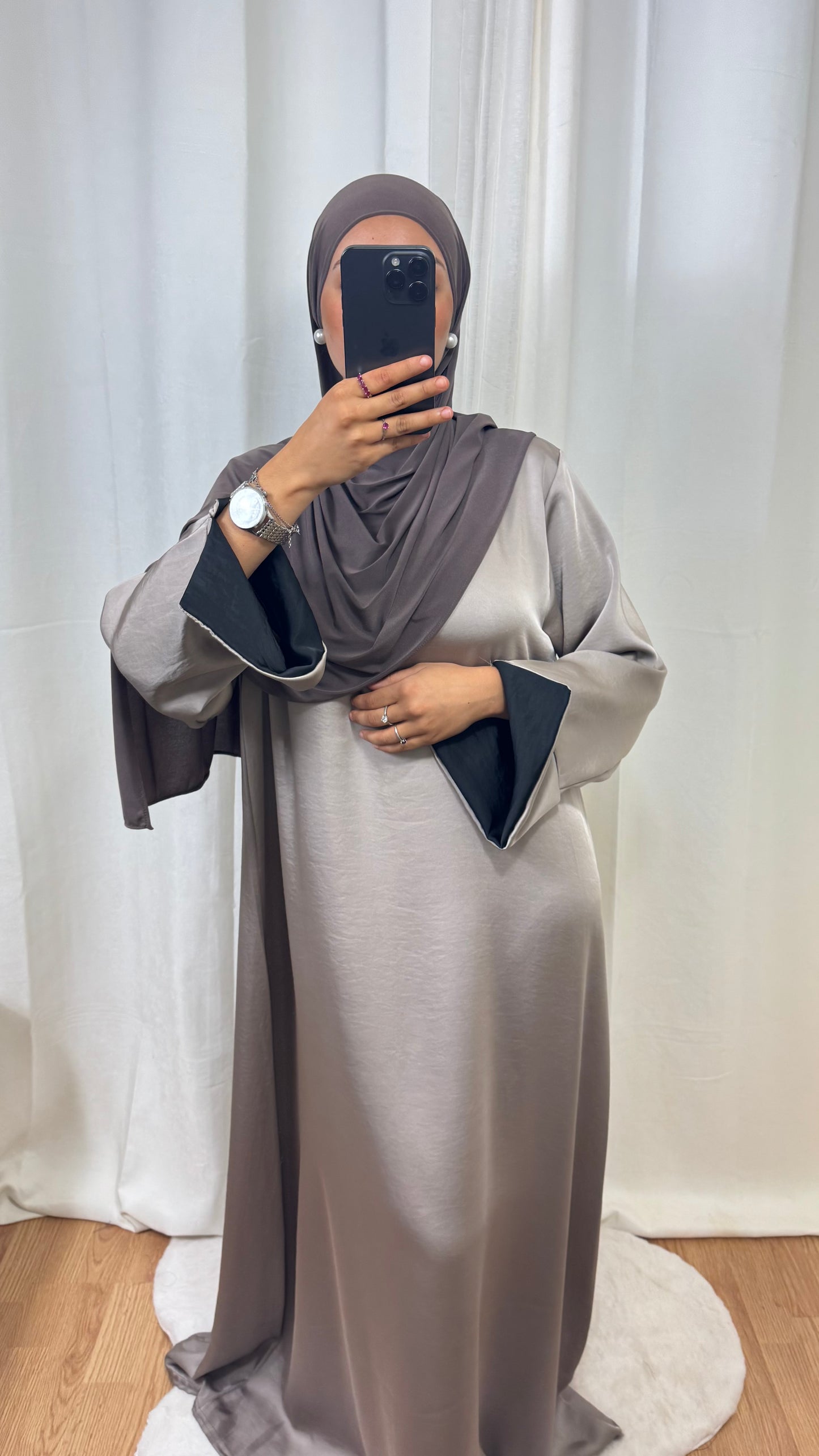 ABAYA SATINÉE TINA - TAUPE