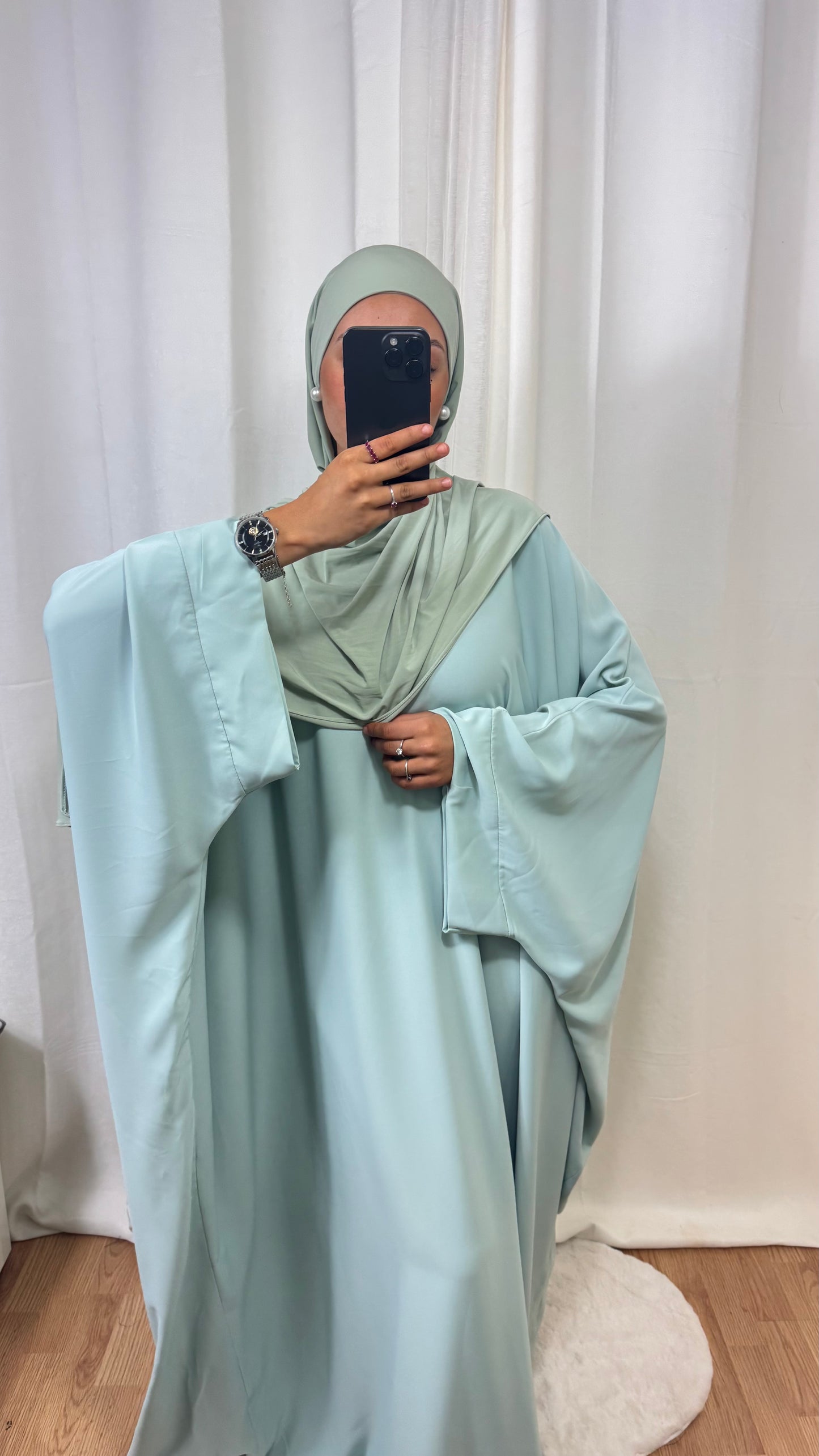 ABAYA SAOUDIENNE ELEGANCE - VERT D’EAU