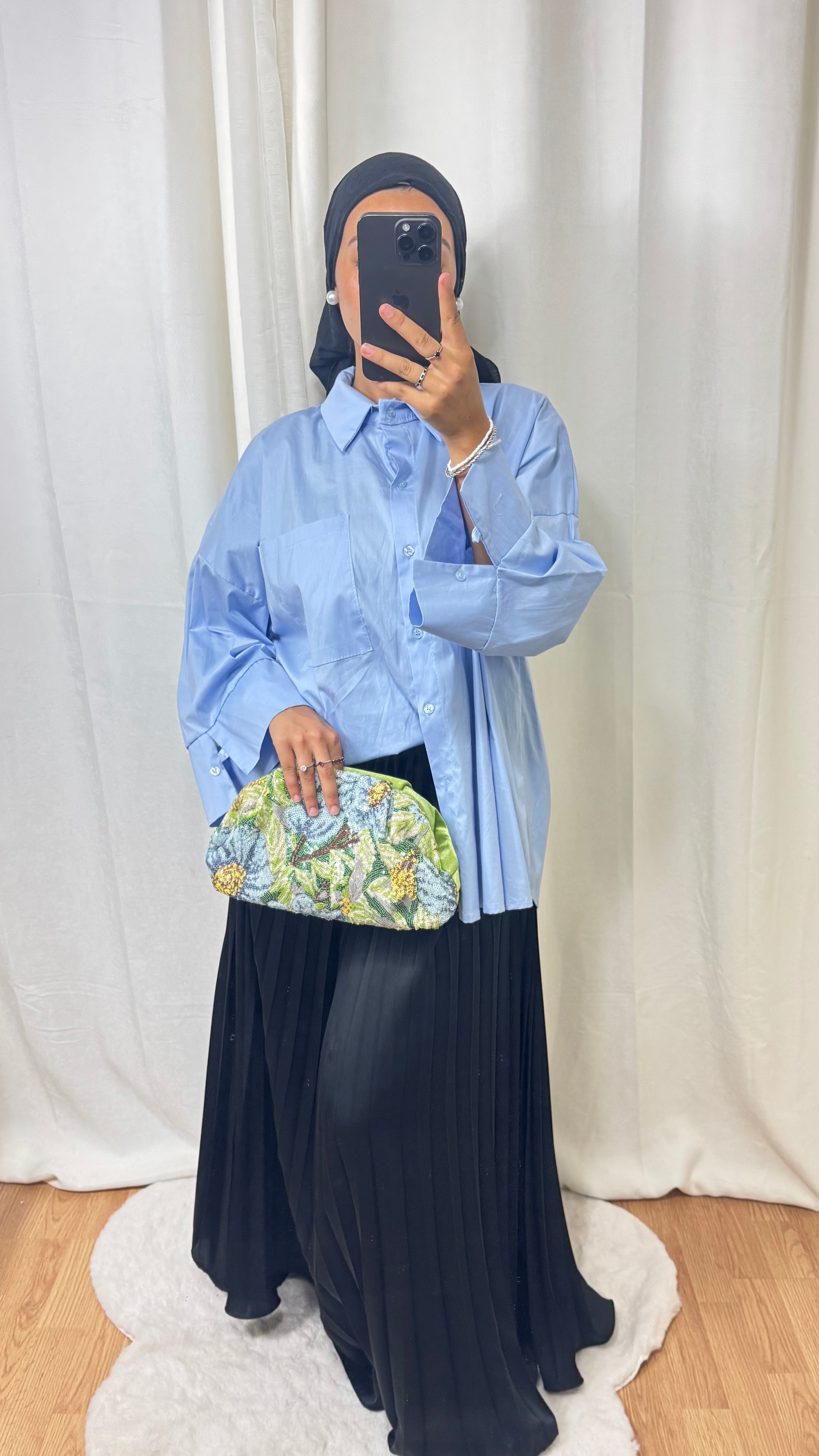 CHEMISE OVERSIZE - BLEU