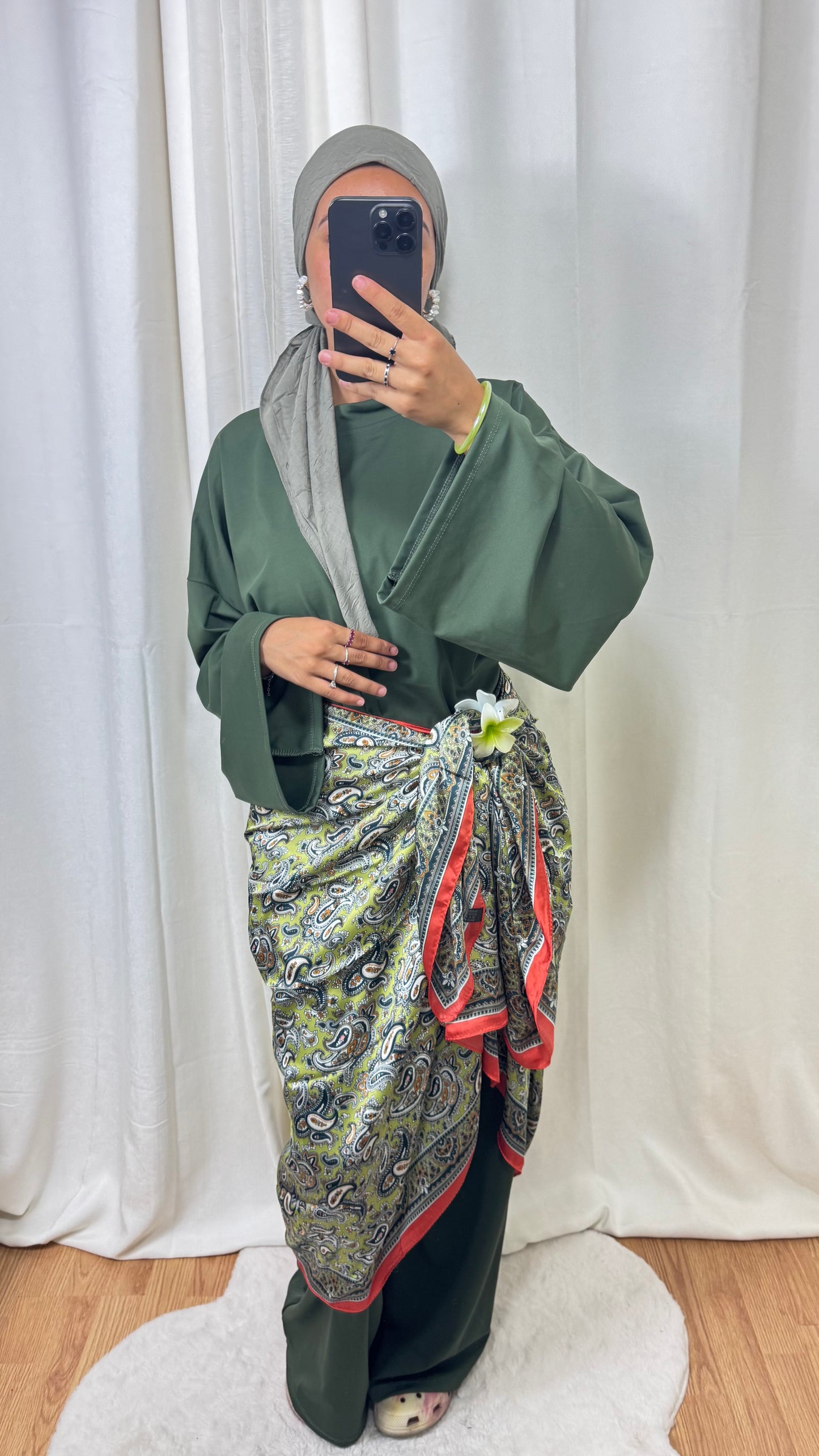 HIJAB RECTANGLE SATINÉ - VERT