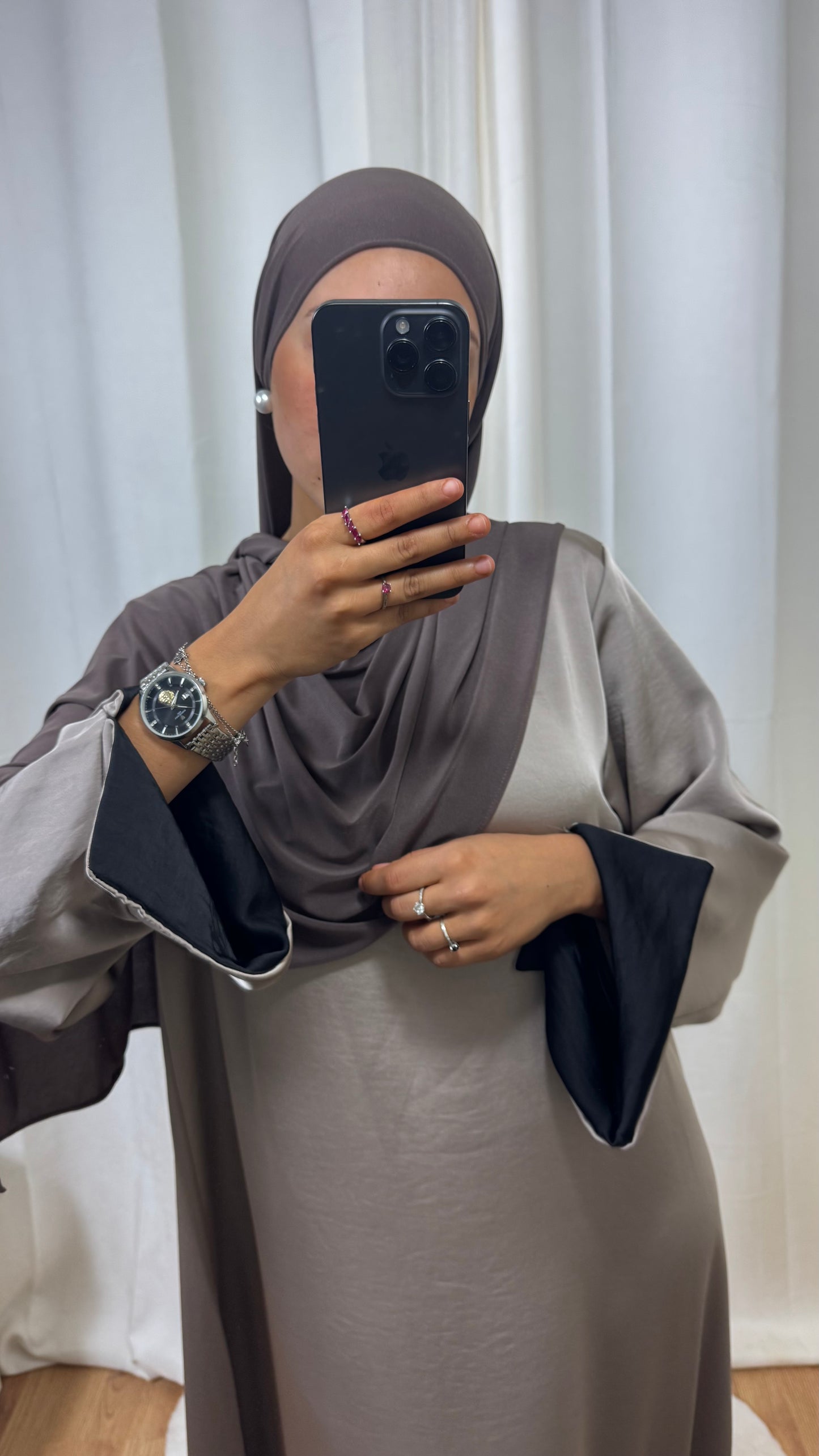 ABAYA SATINÉE TINA - TAUPE