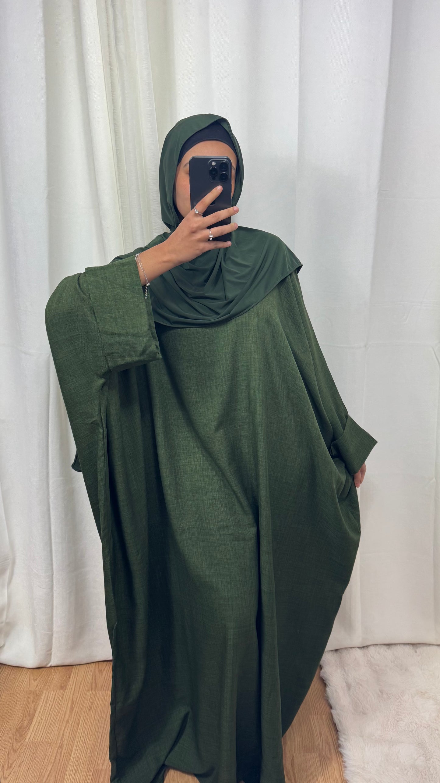 ABAYA SAOUDIENNE EFFET LIN - KAKI