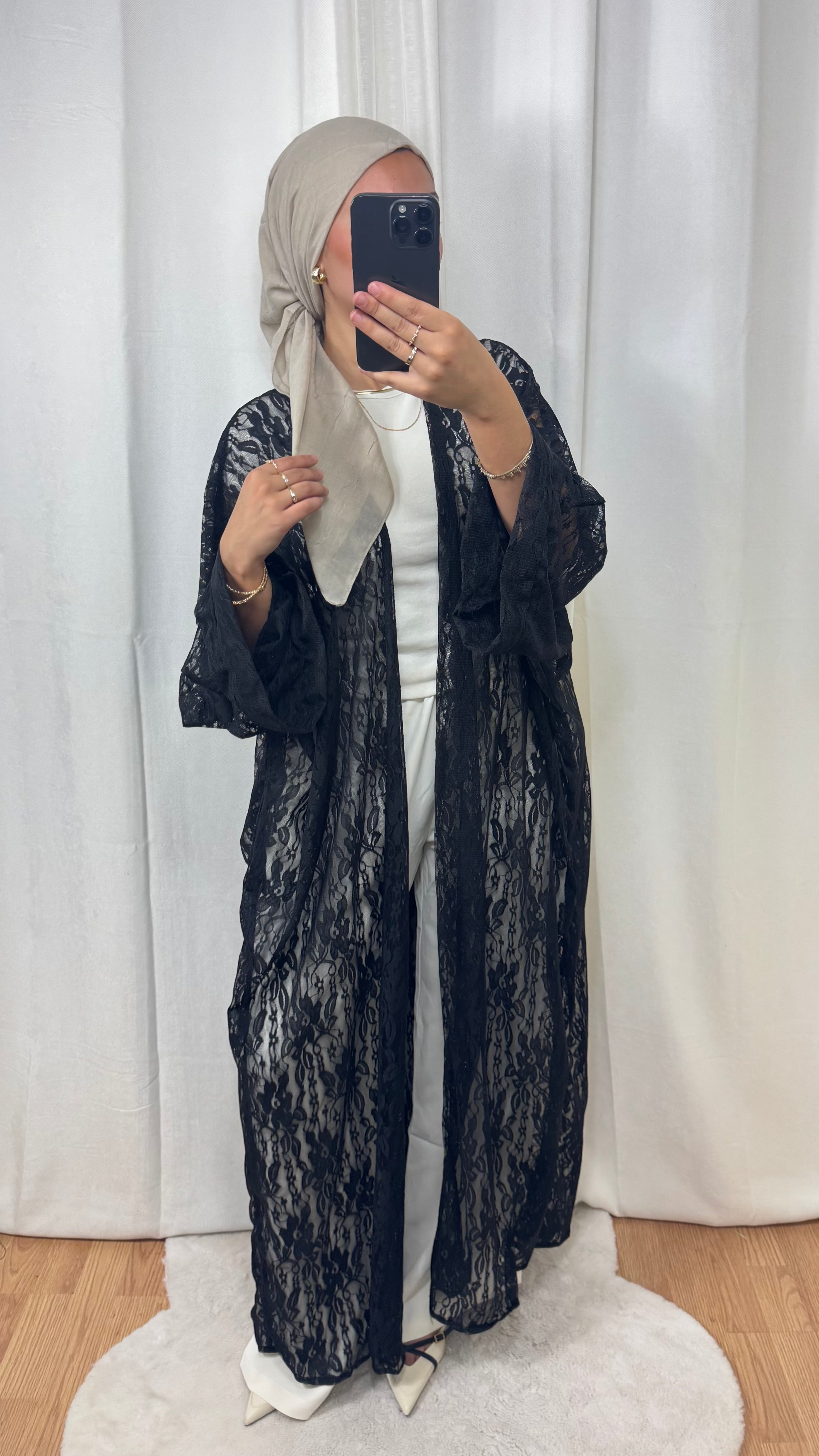 CRÉATION KIMONO DENTELLE - NOIR