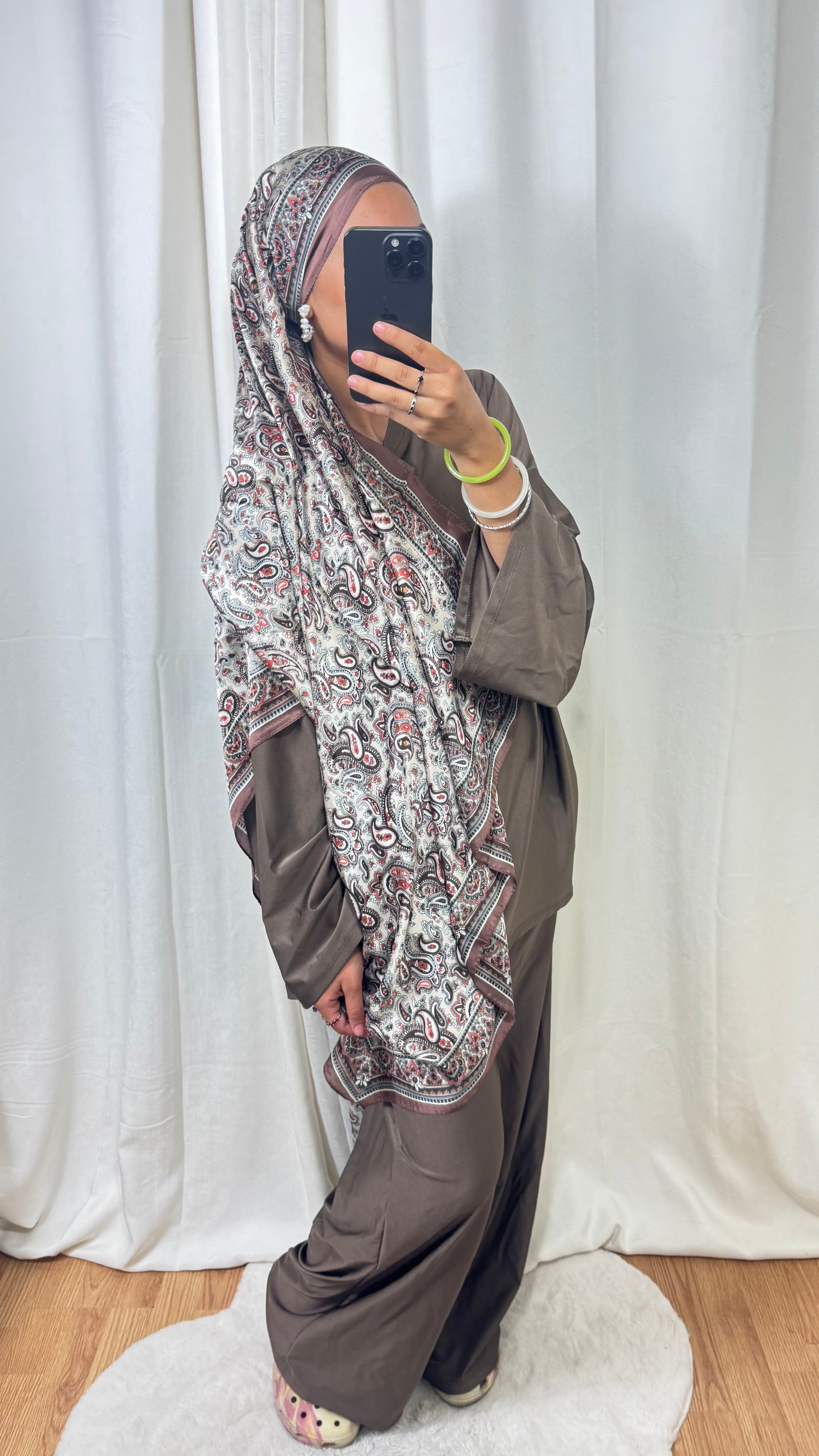 HIJAB RECTANGLE SATINÉ - MARRON