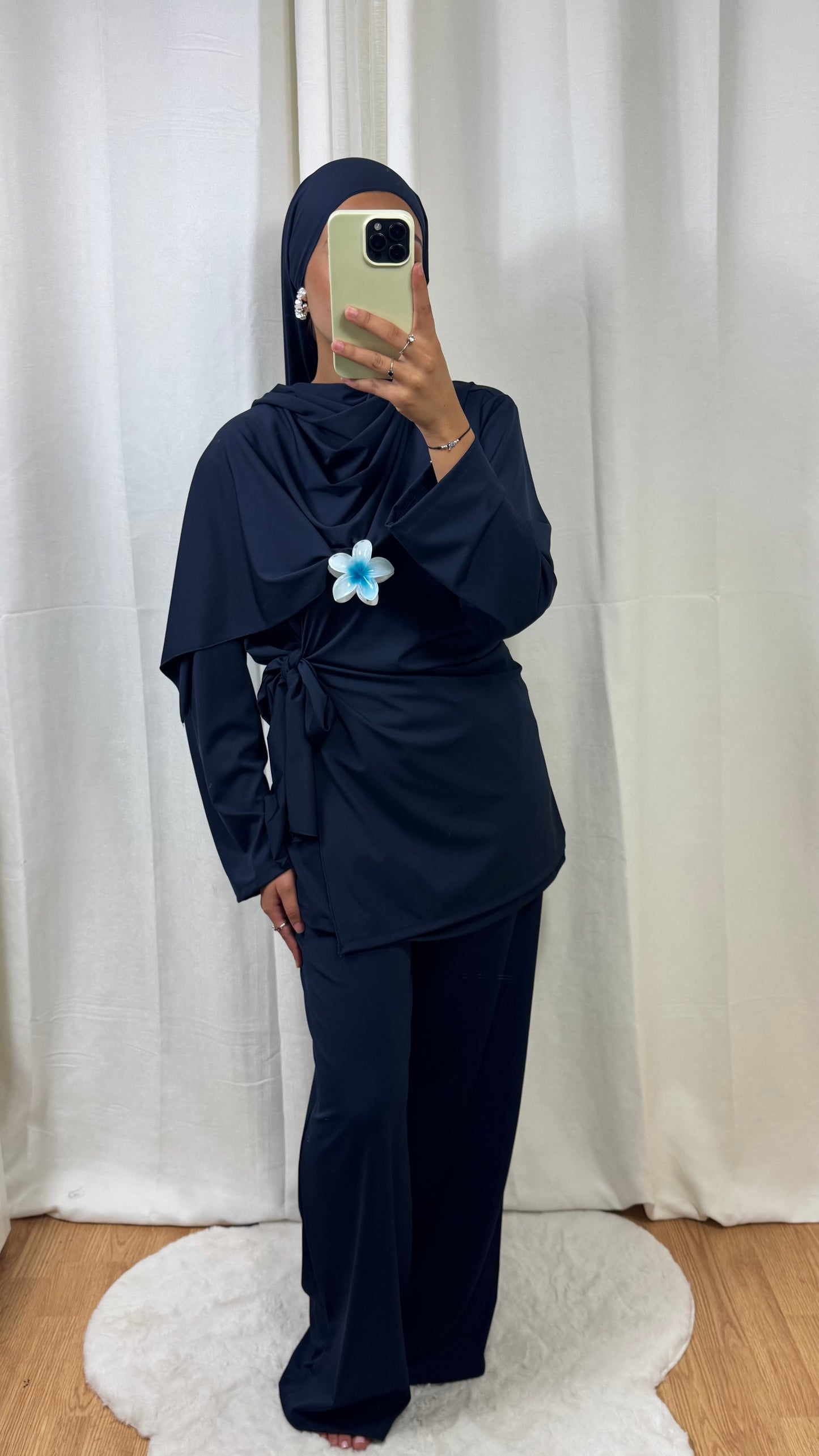 BURKINI À NOUER + HIJAB - BLEU MARINE