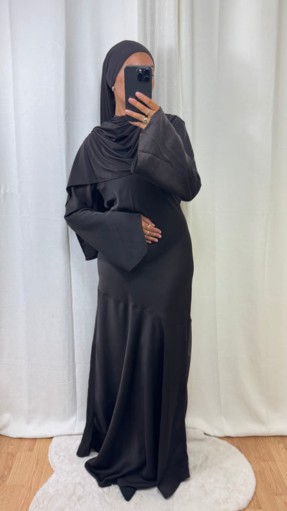 ROBE SATINÉE - MARRON