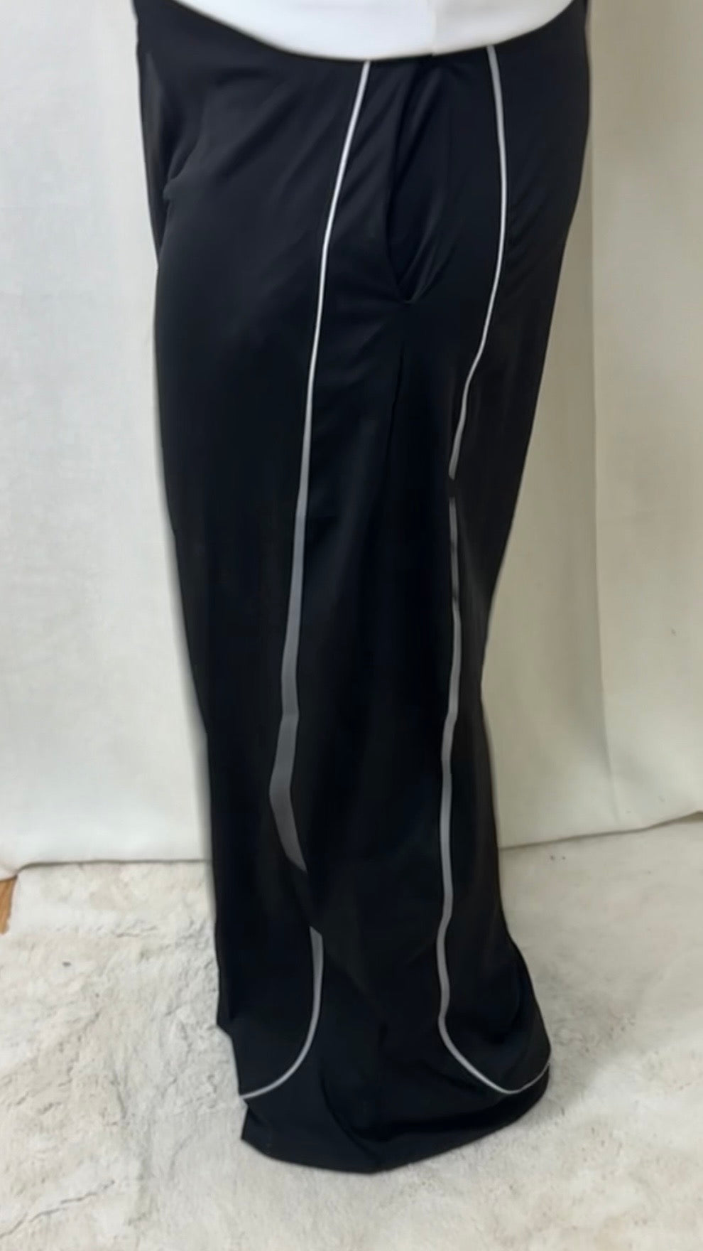 PANTALON À PINCE RAYURE - NOIR