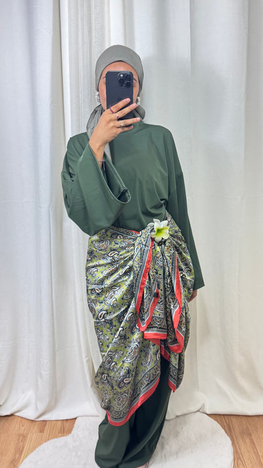HIJAB RECTANGLE DE SOIE - VERT