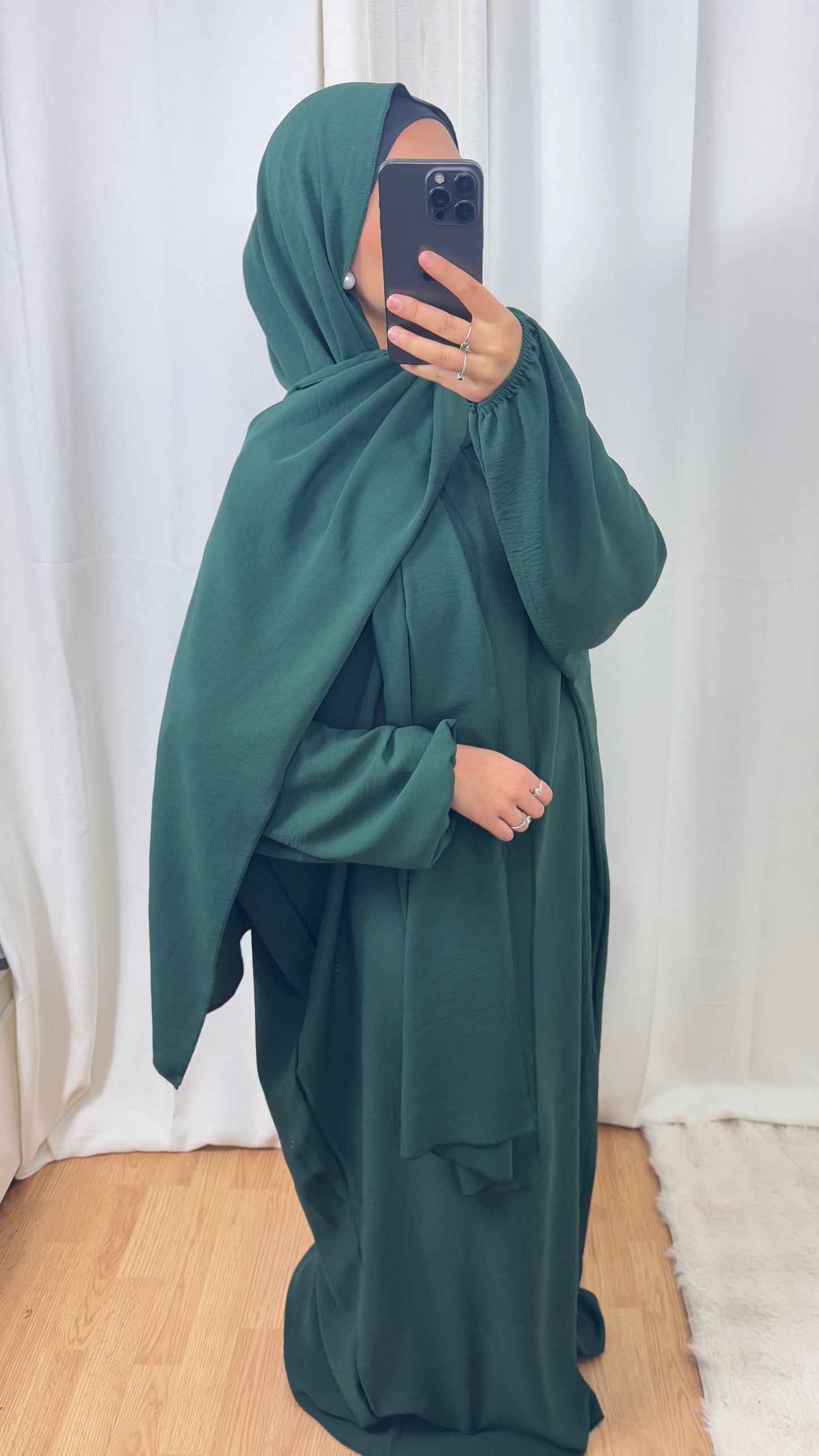 ABAYA VOILE INTÉGRÉ JAZZ - VERT BOUTEILLE