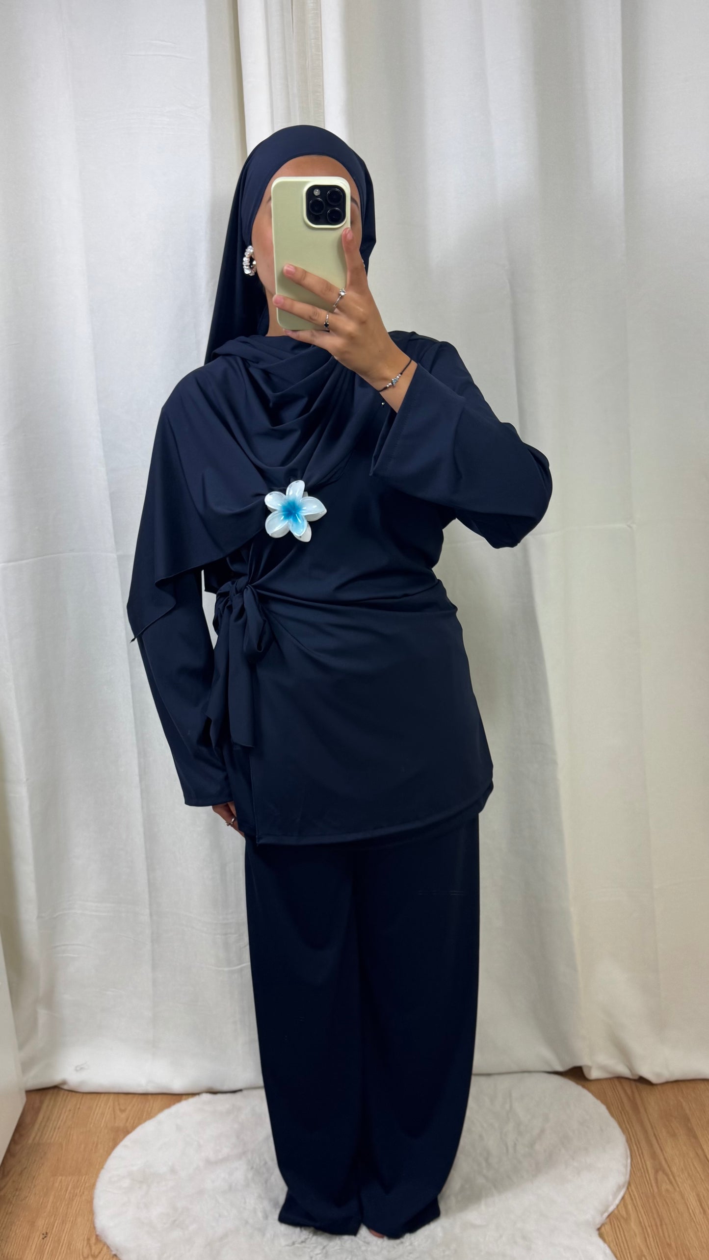 BURKINI À NOUER + HIJAB - BLEU MARINE