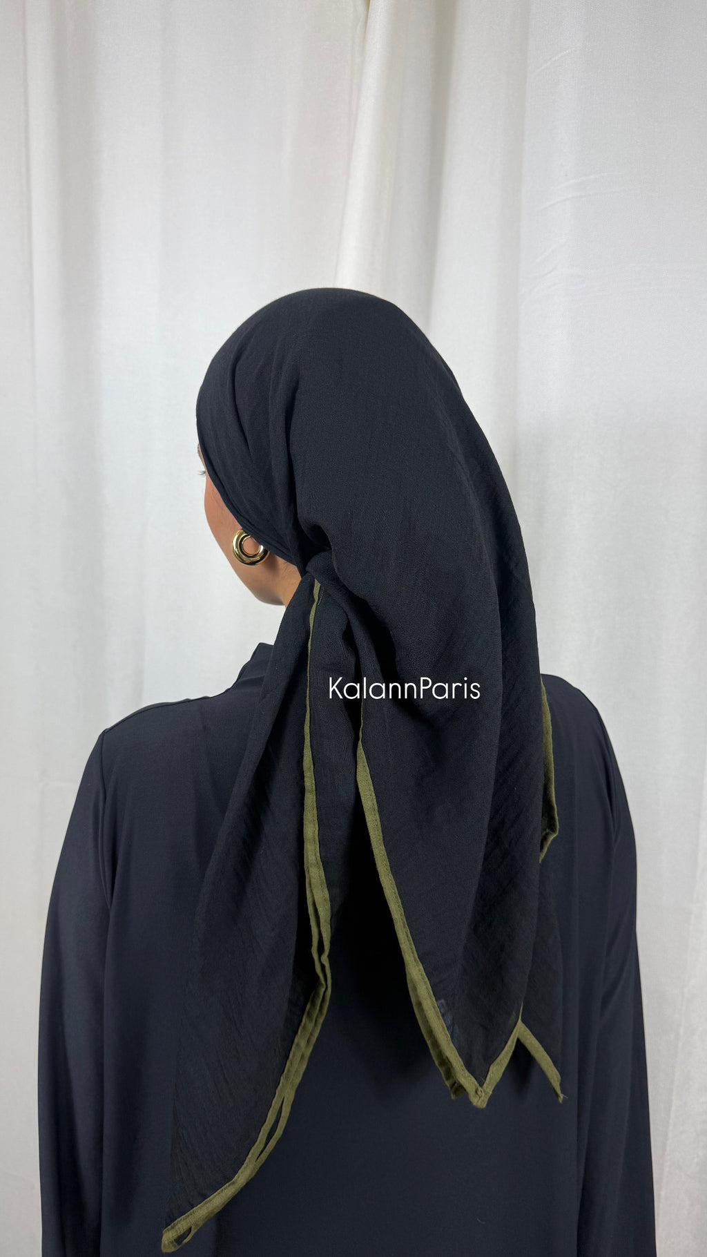 CARRÉ COTON BICOLORE - NOIR OLIVE