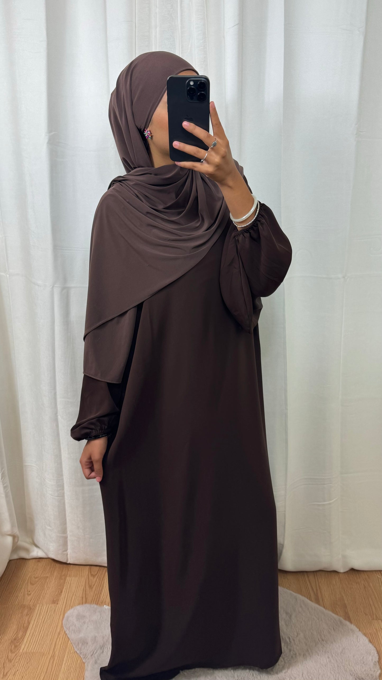 ABAYA MANCHE BALLON - CHOCOLAT