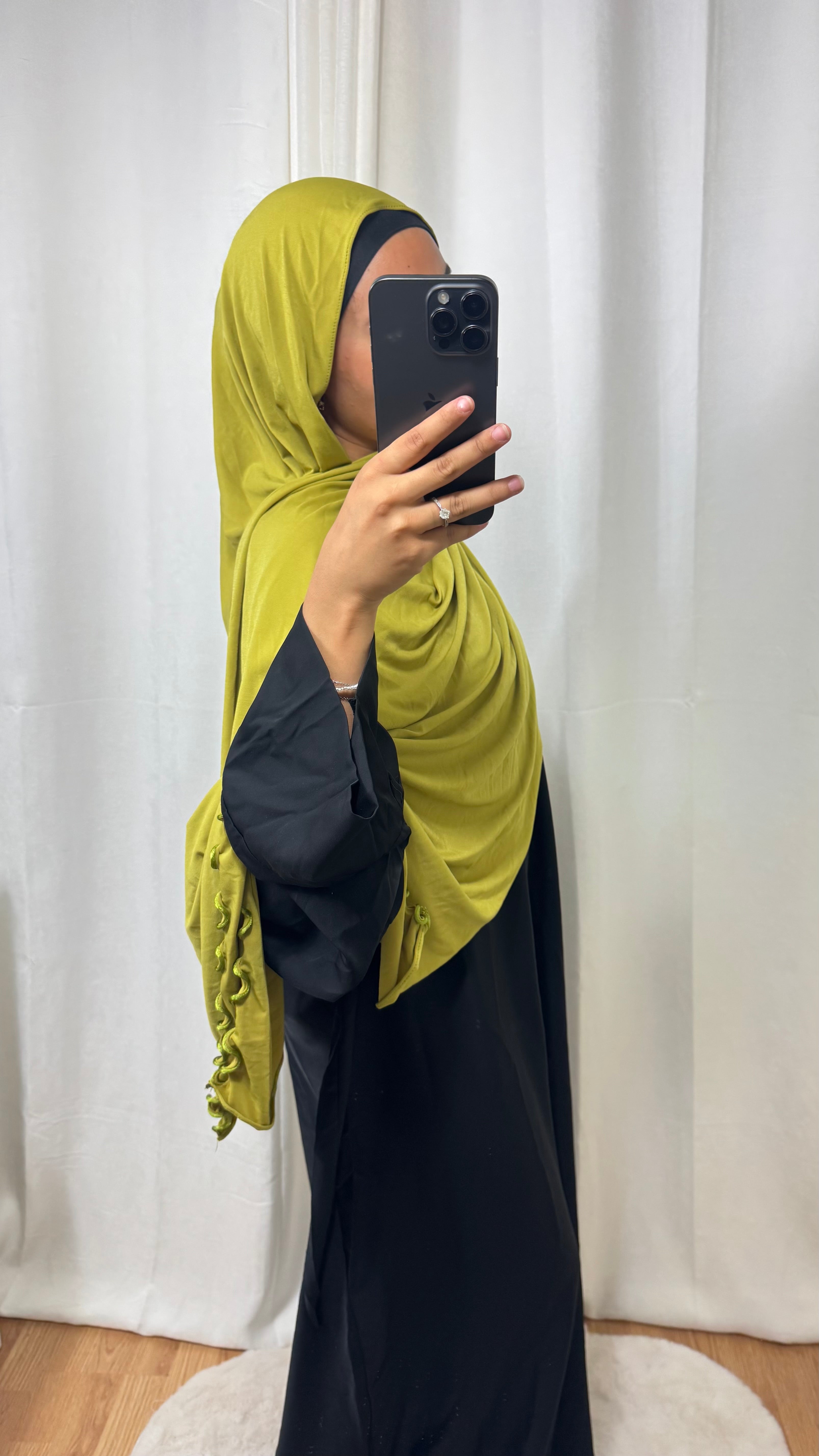 JERSEY PREMIUM BOUCLE SATIN - VERT OLIVE