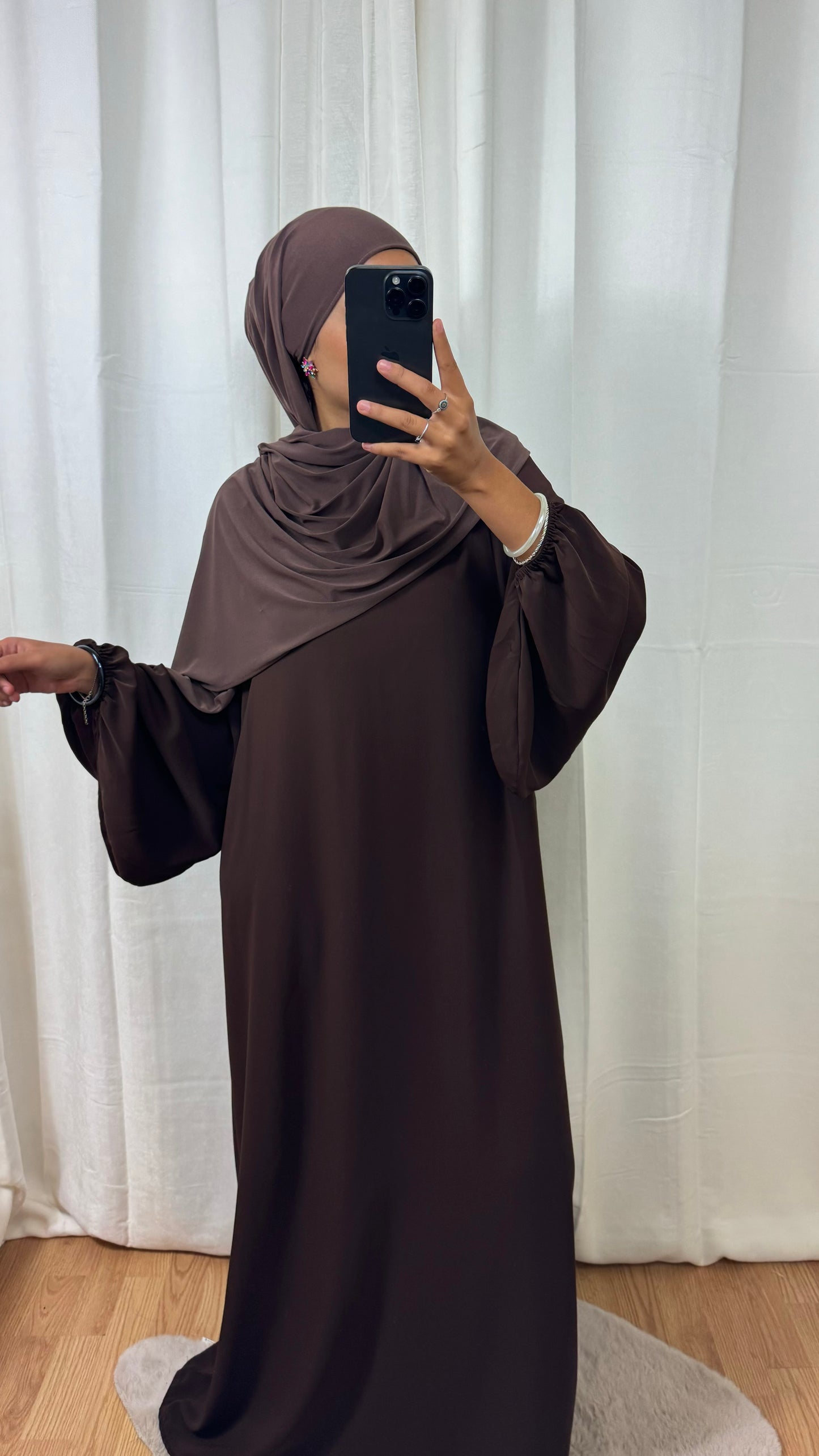 ABAYA MANCHE BALLON - CHOCOLAT