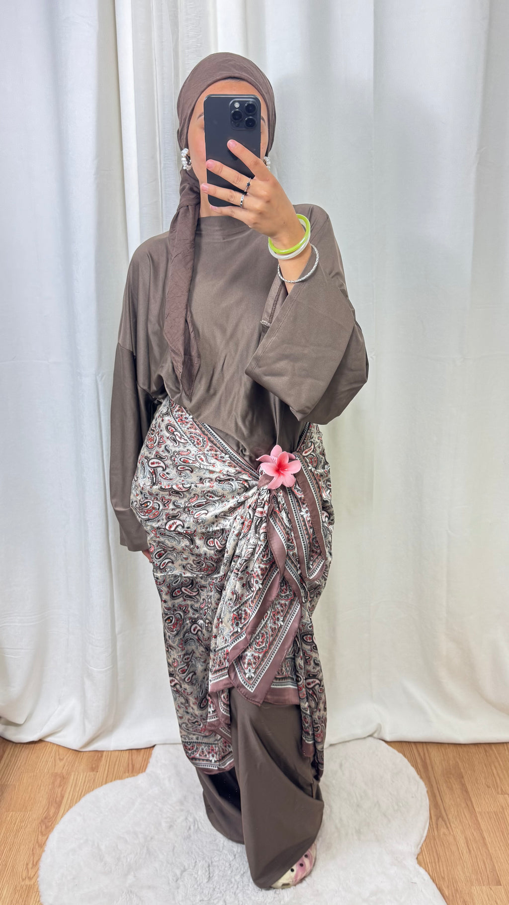HIJAB RECTANGLE SATINÉ - MARRON