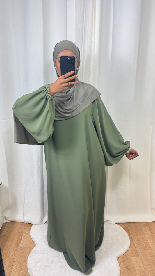 ABAYA MANCHE BALLON - KAKI
