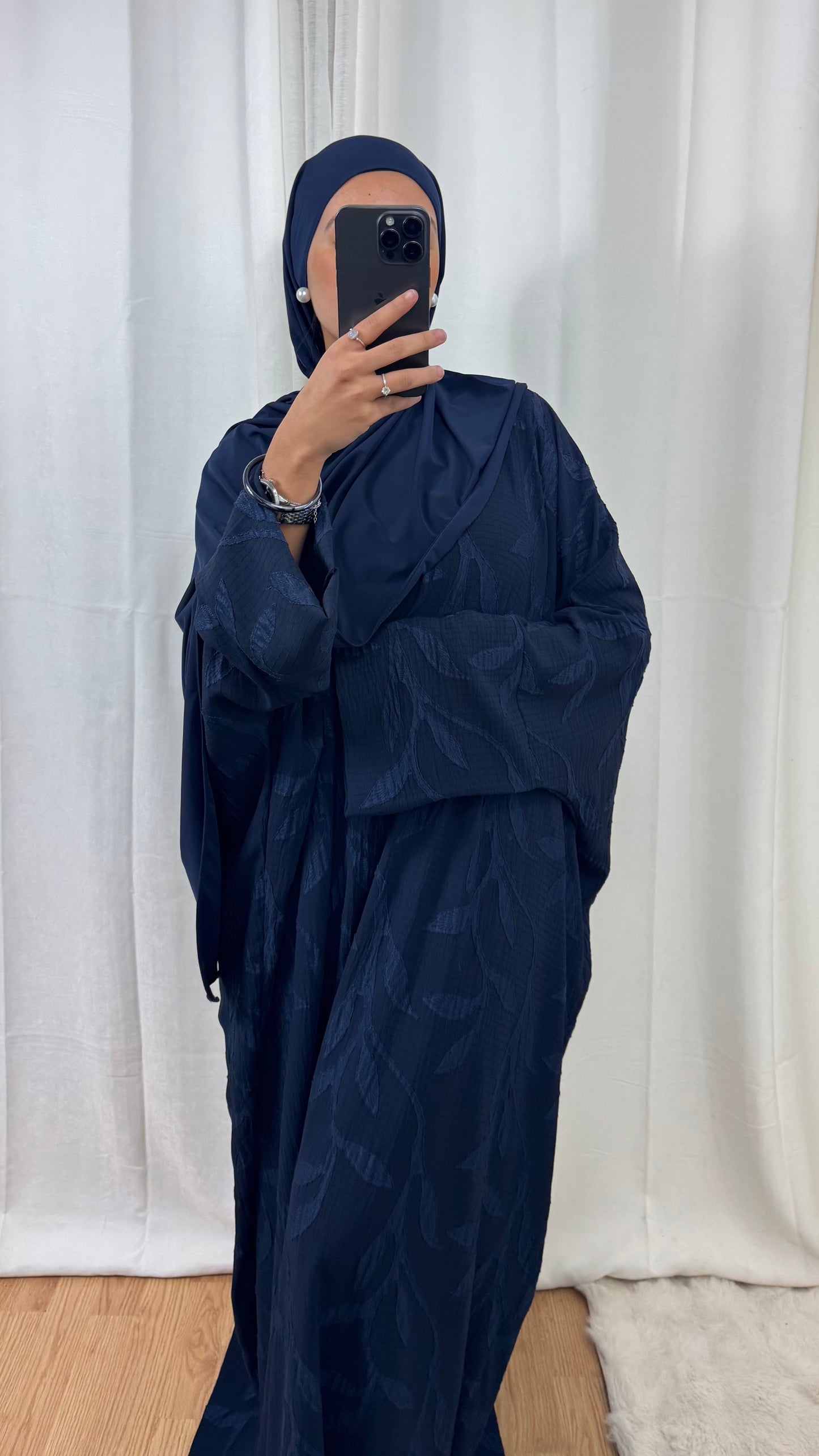 ABAYA FLORA - BLEU MARINE