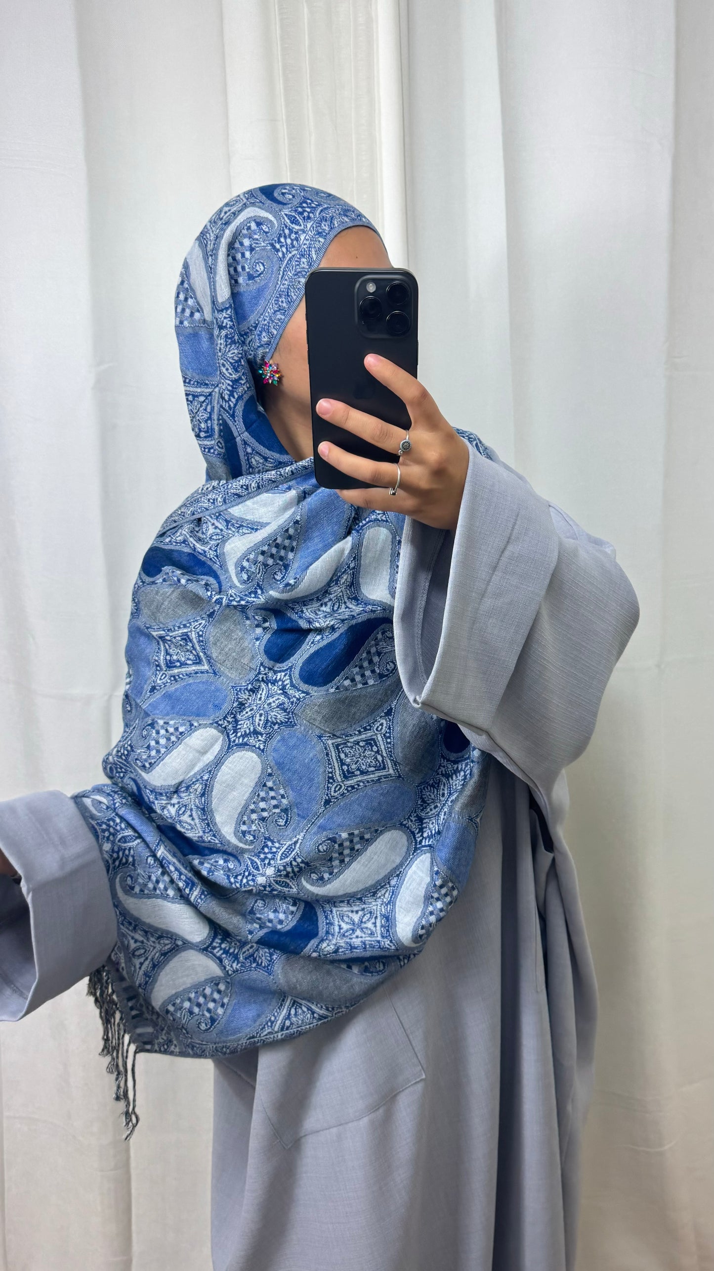 PASHMINA - ZYNAYA - BLEU GRIS