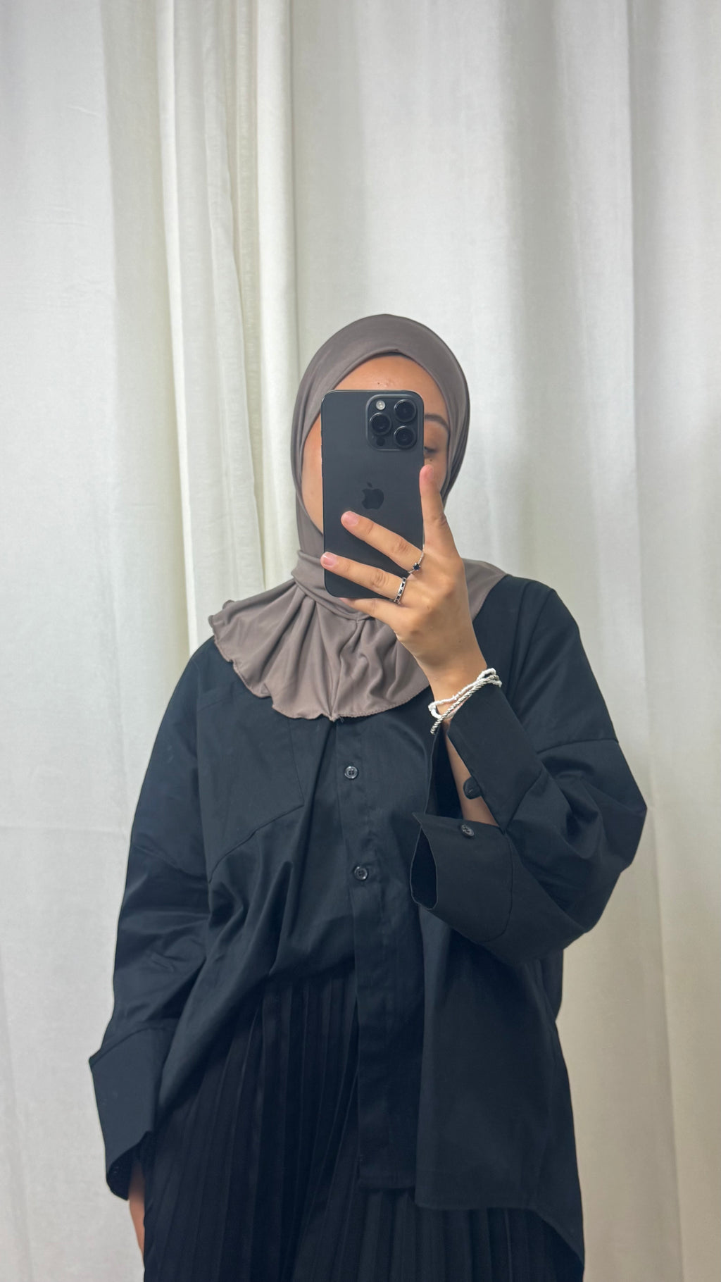 HIJAB À ENFILER JERSEY PREMIUM BOUTON PRESSION - TAUPE