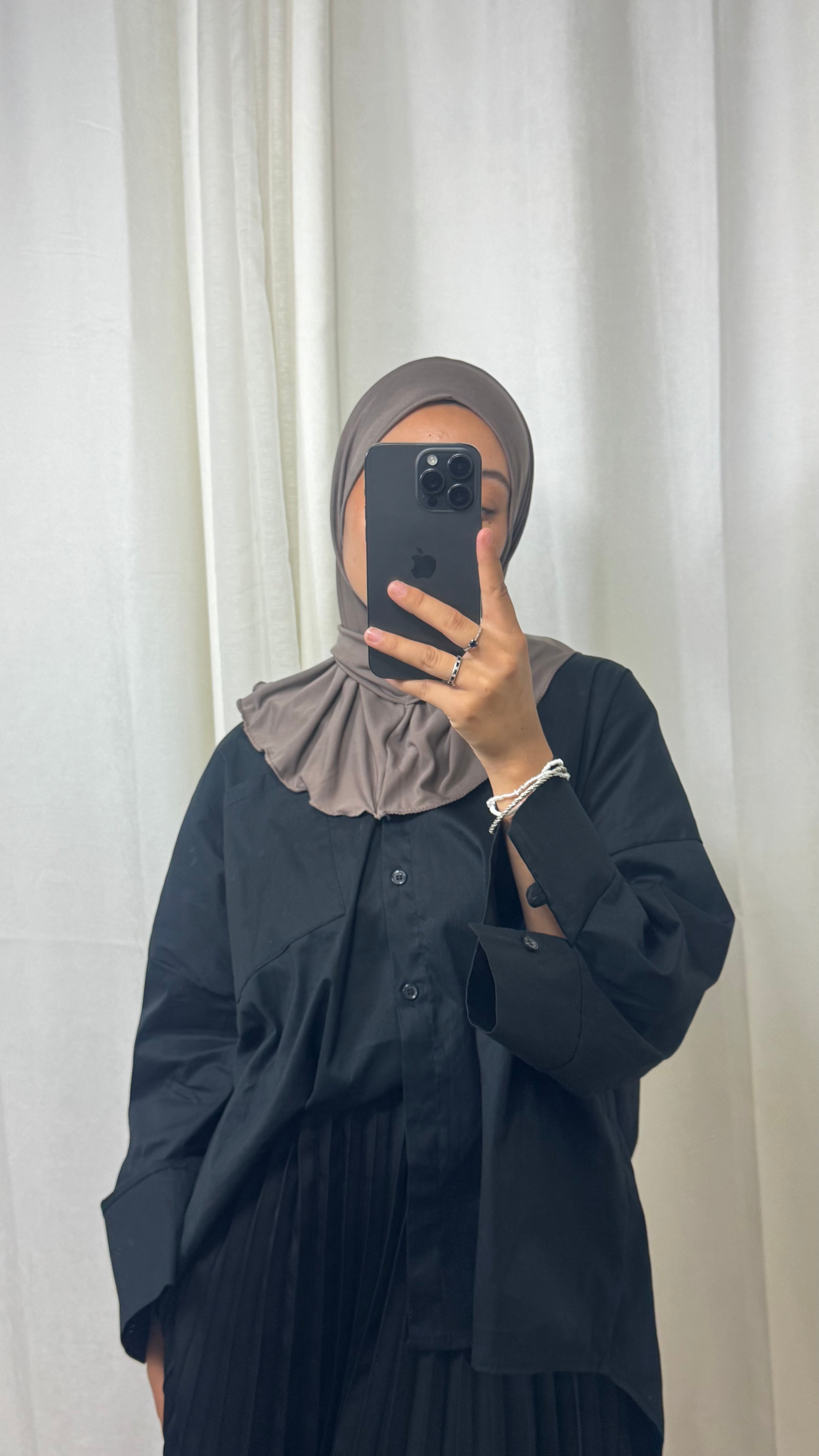 HIJAB À ENFILER JERSEY PREMIUM BOUTON PRESSION - TAUPE