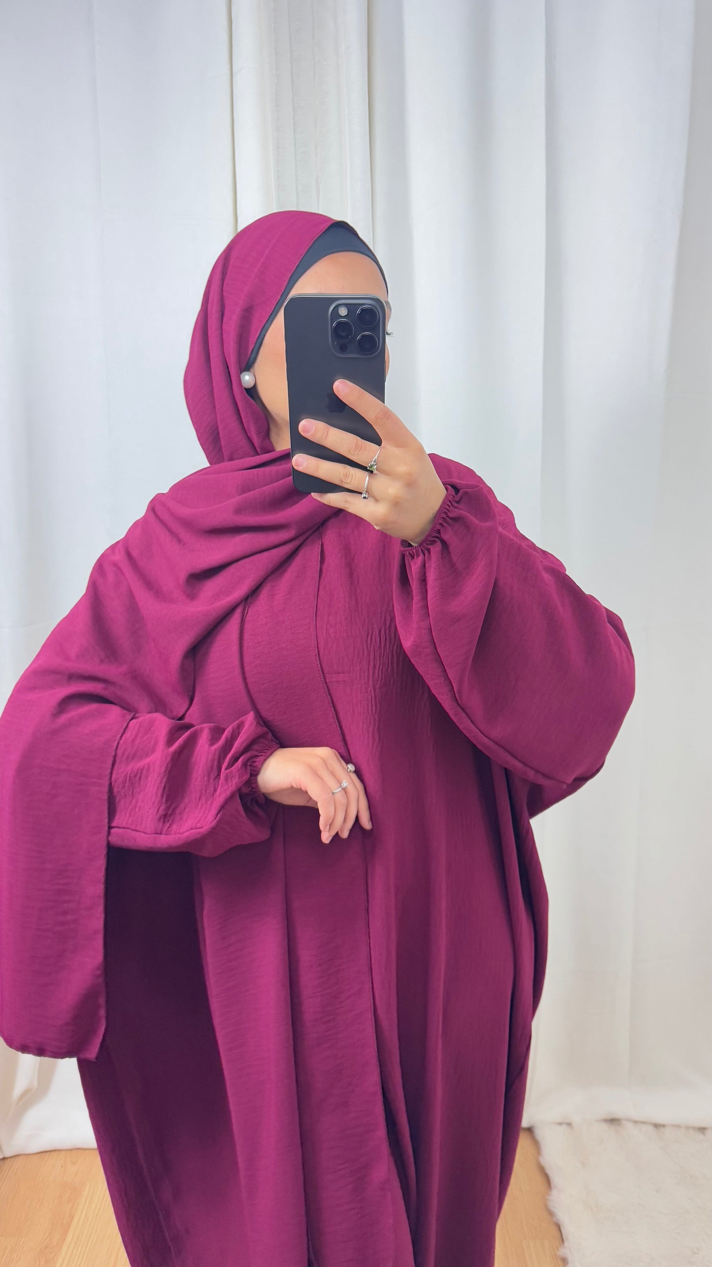 ABAYA VOILE INTÉGRÉ JAZZ - ROSE FONCÉ