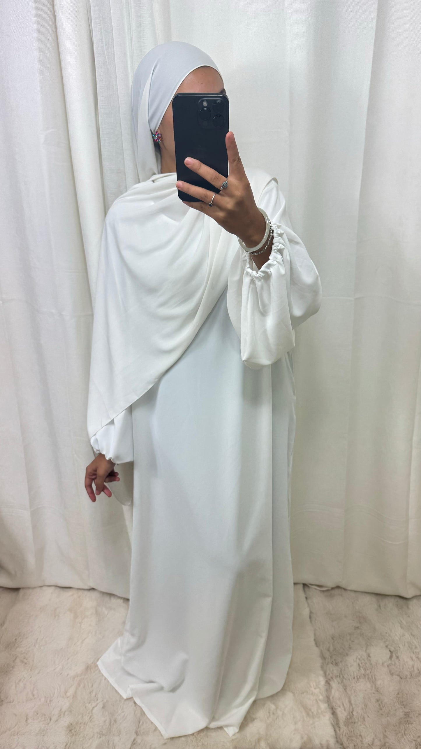 ABAYA MANCHE BALLON - BLANCHE