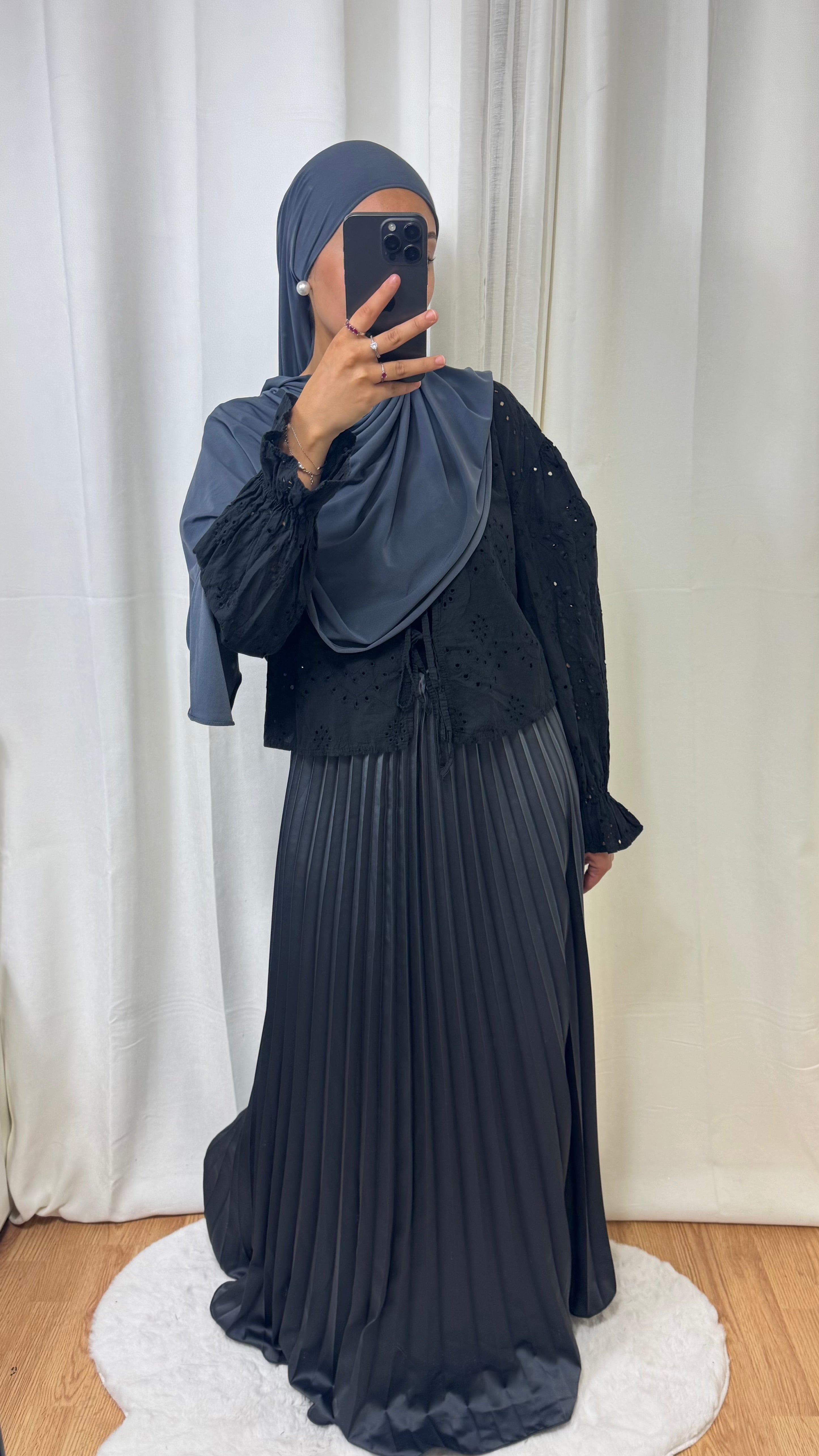 JUPE PLISSÉE SATINÉE LAYAA - GRIS ANTHRACITE