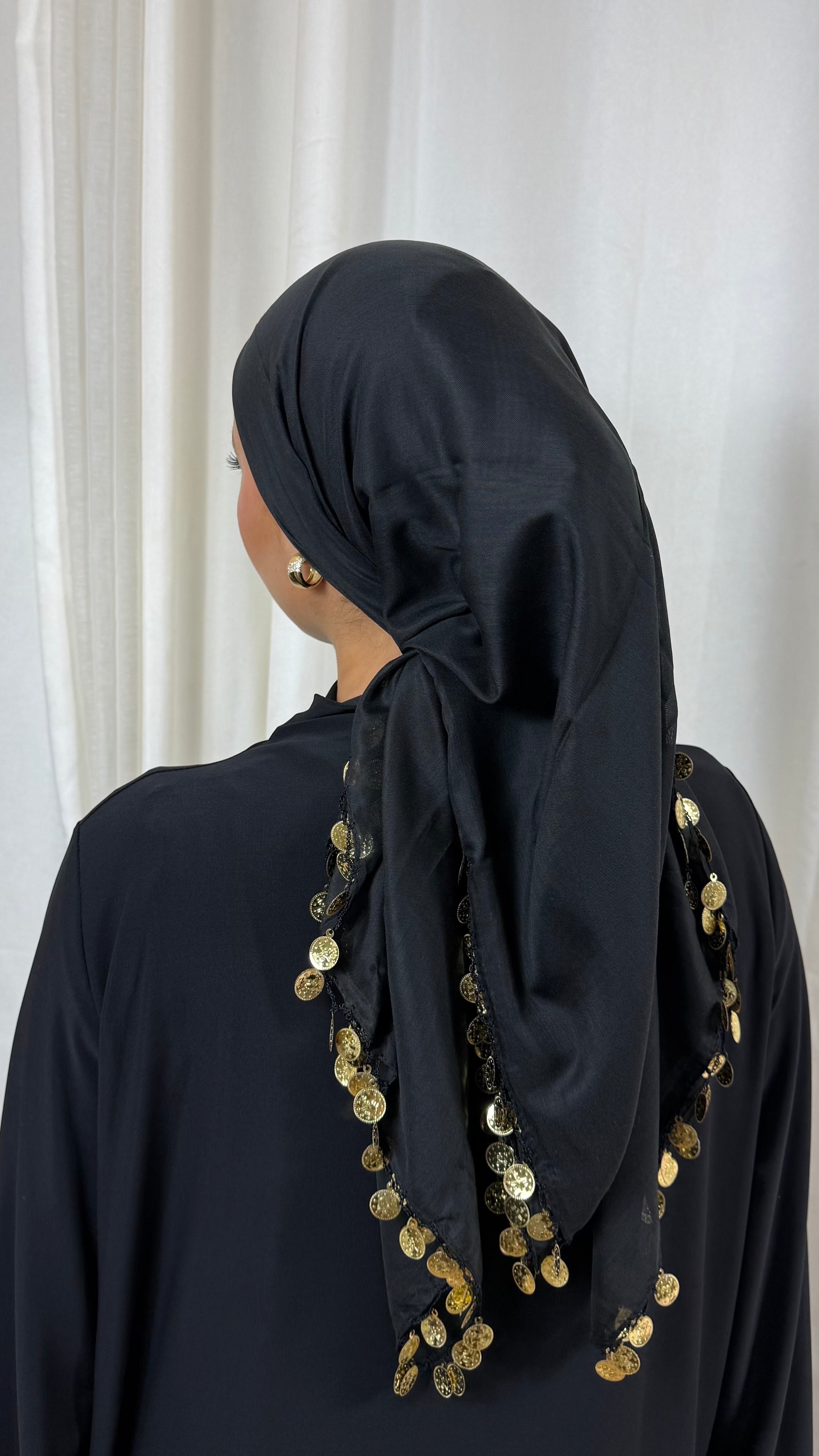 CARRÉ COTON BIJOUX - NOIR DORÉ