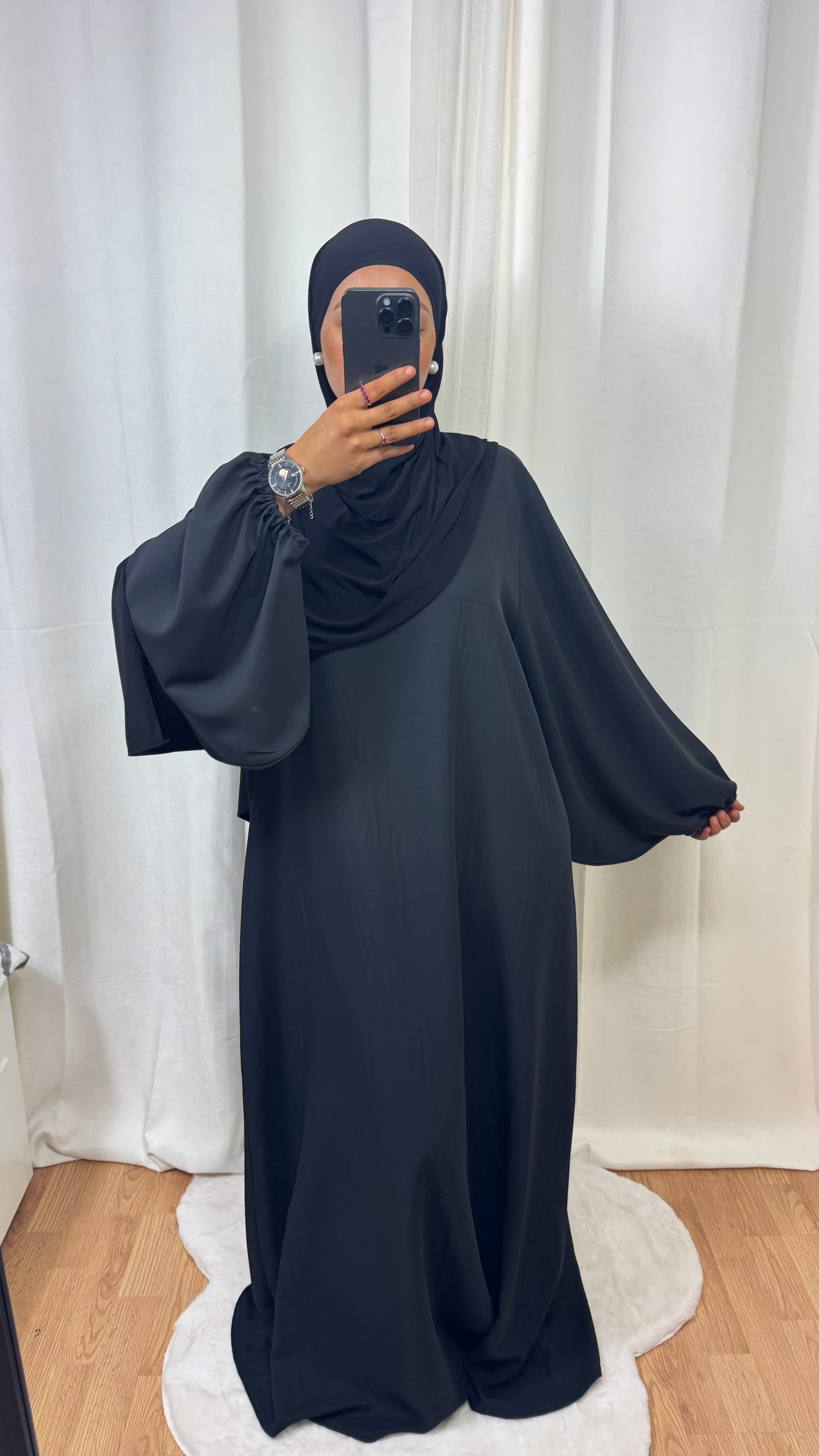 ABAYA MANCHE BALLON - NOIR