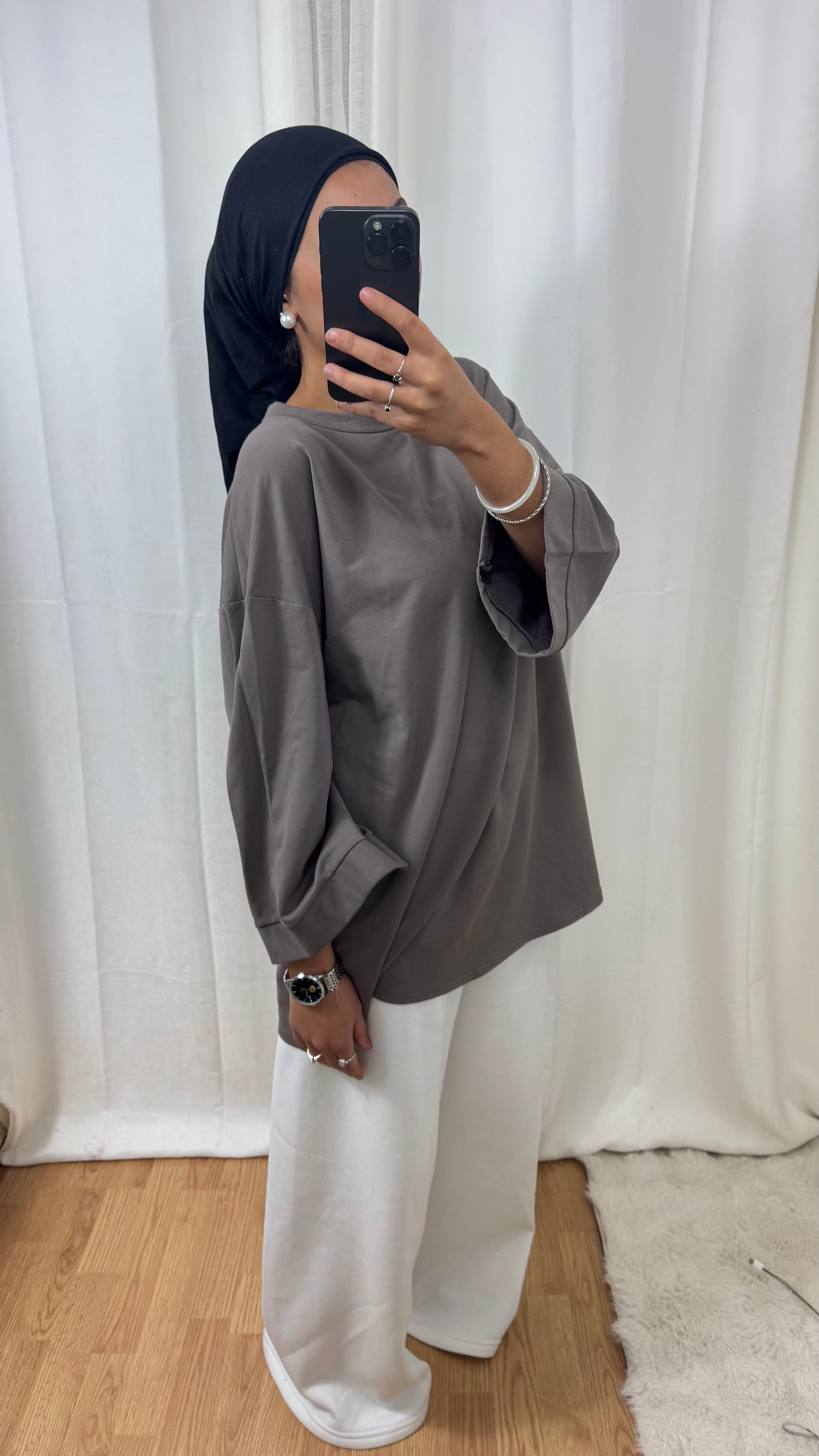 T-SHIRT MANCHE LONGUE - TAUPE