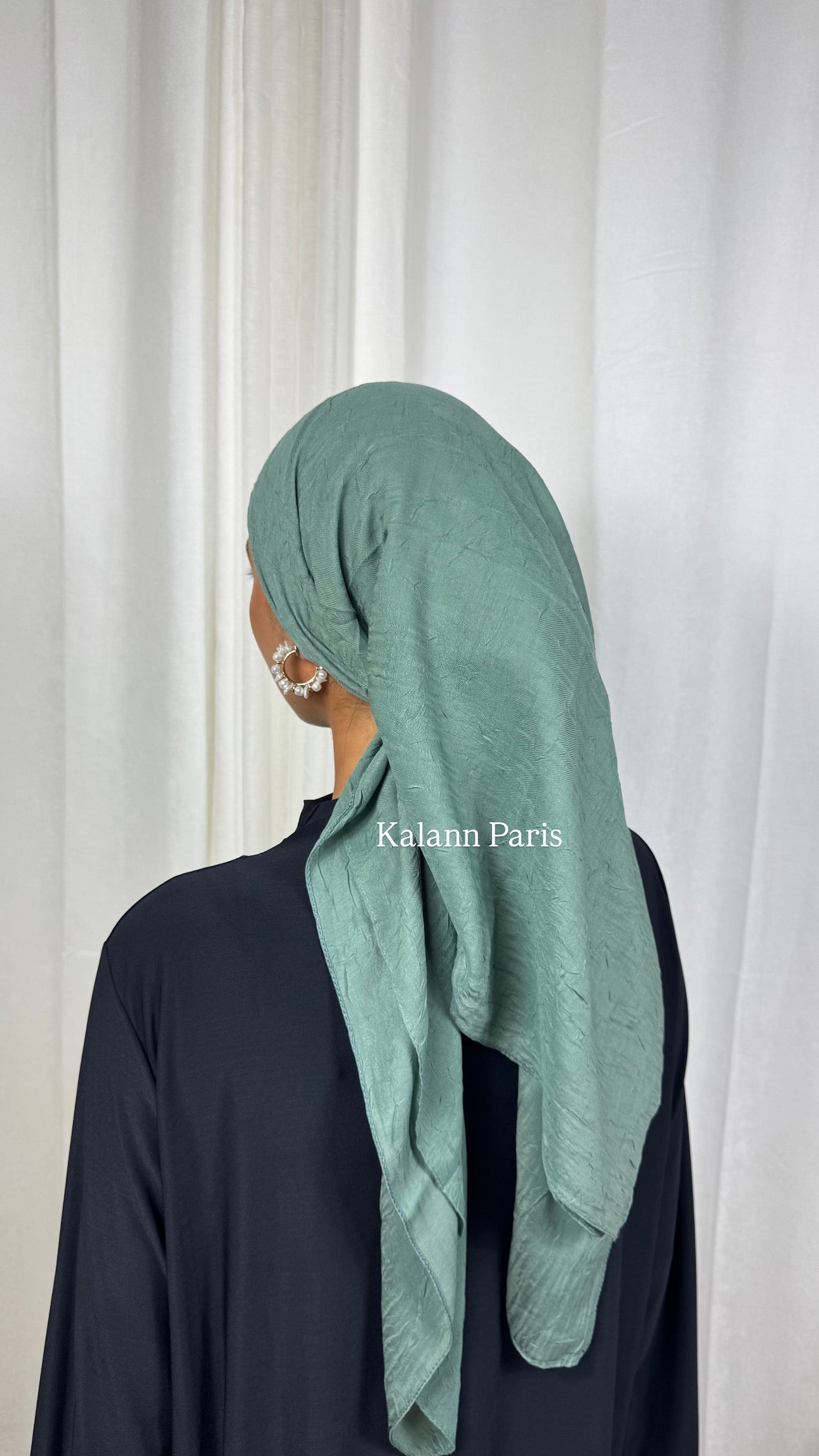 CARRÉ COTON BAMBOO - VERT D’EAU FONCÉ