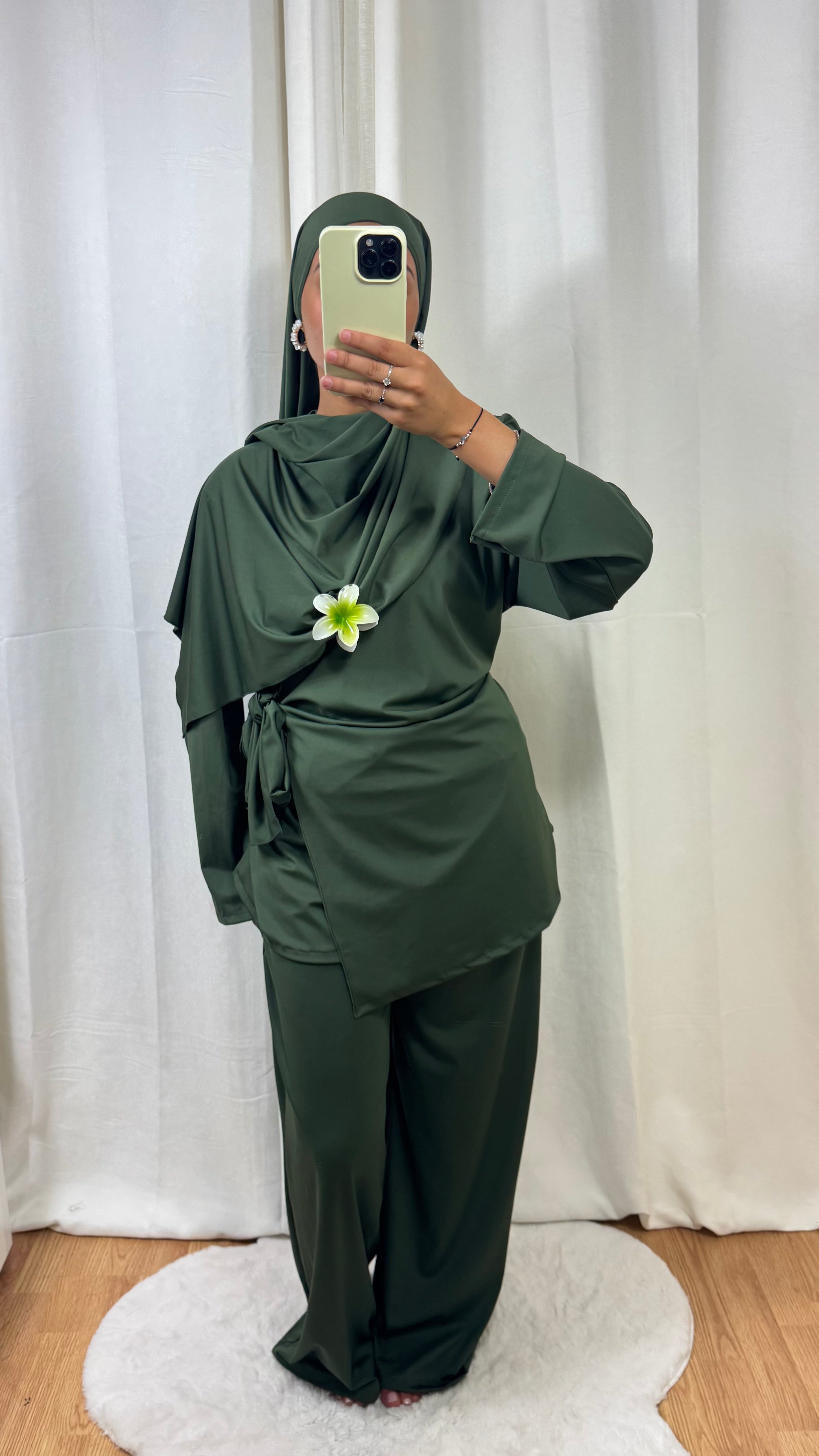 BURKINI À NOUER + HIJAB - KAKI