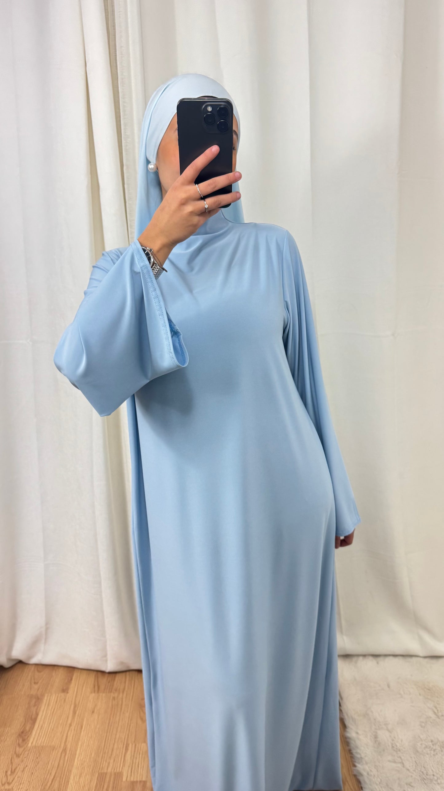 ABAYA JERSEY PREMIUM DE LUXE - BLEU CIEL