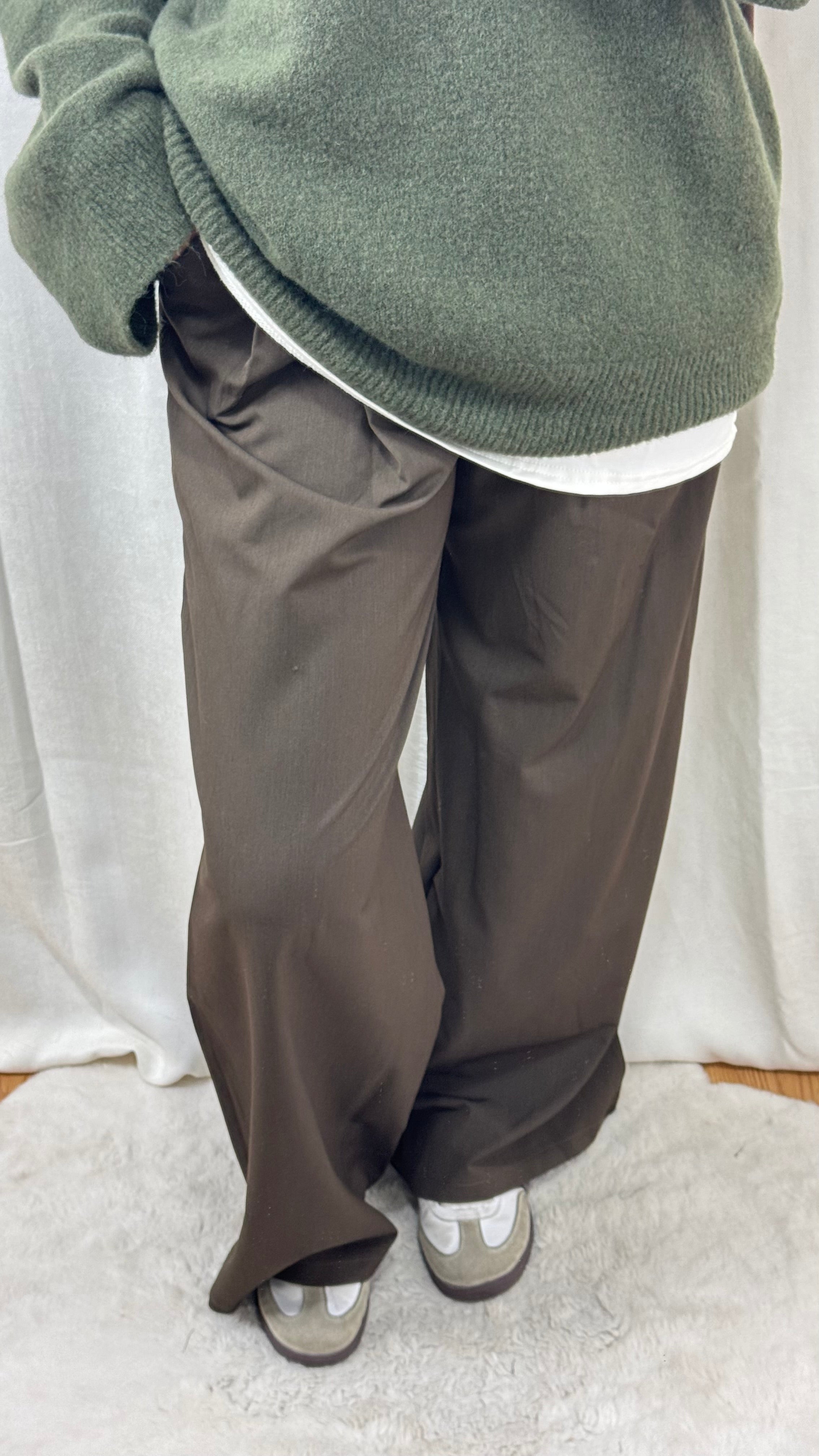 PANTALON À PINCE - MARRON