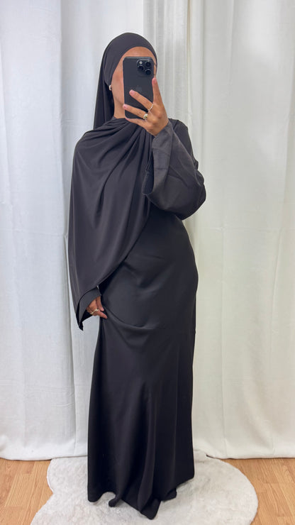 ROBE SATINÉE - MARRON