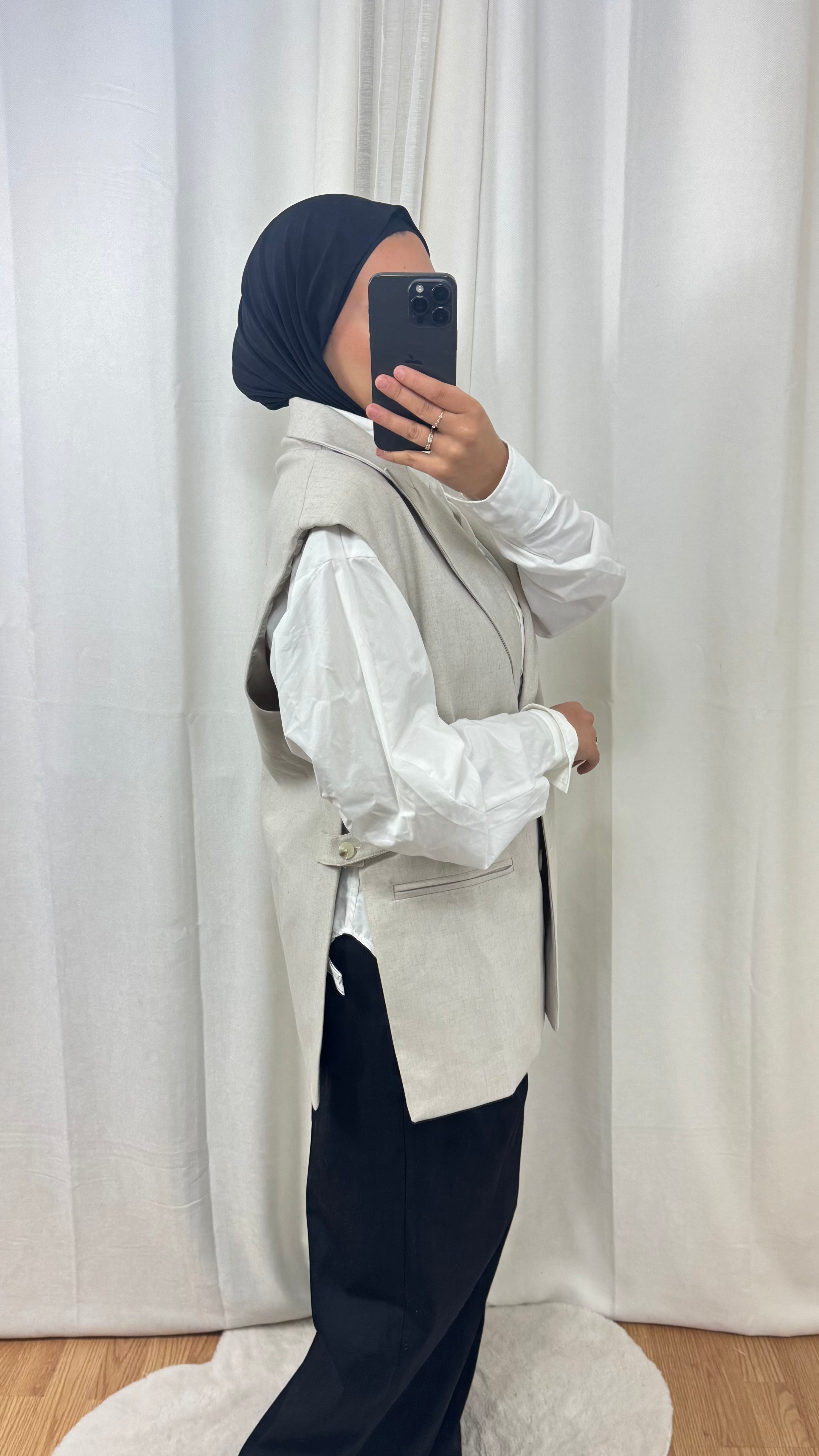 BLAZER SANS MANCHE - BEIGE