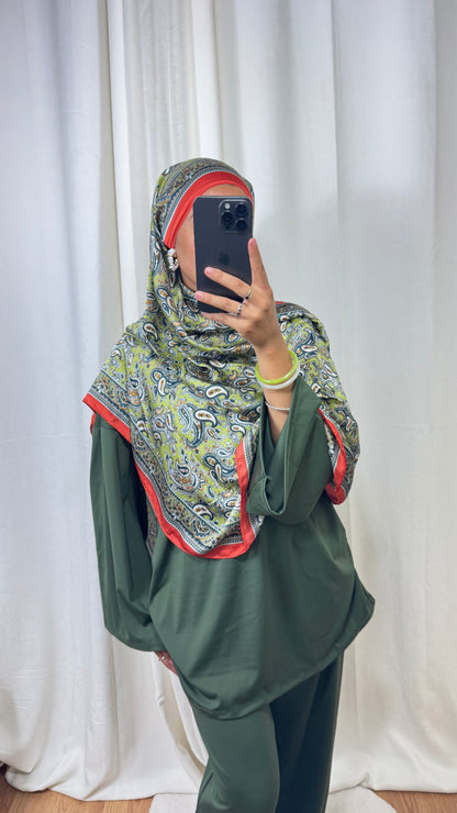 HIJAB RECTANGLE SATINÉ - VERT