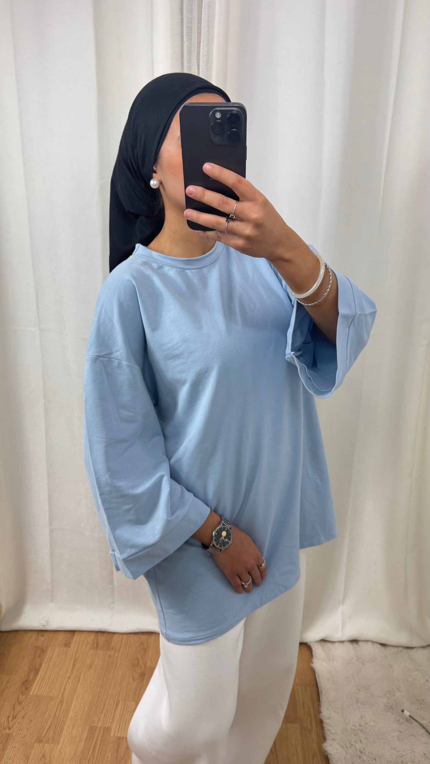 T-SHIRT MANCHE LONGUE - BLEU CIEL