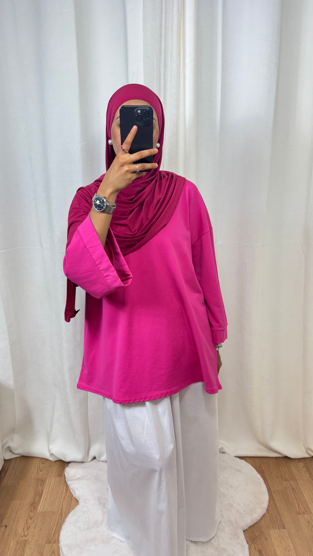T-SHIRT MANCHE LONGUE - ROSE FUSHIA