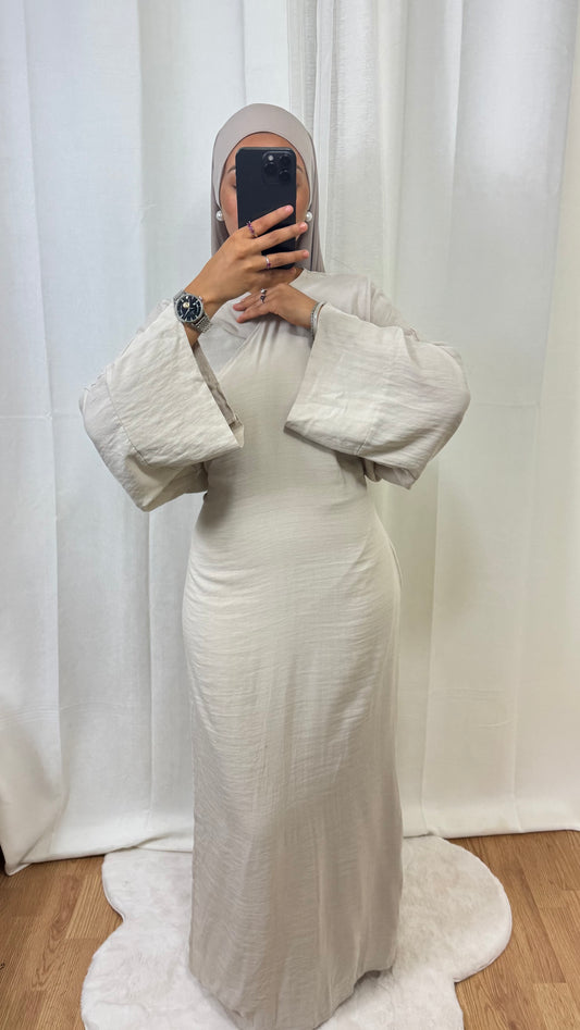 CACHE COEUR EFFET LIN - BEIGE