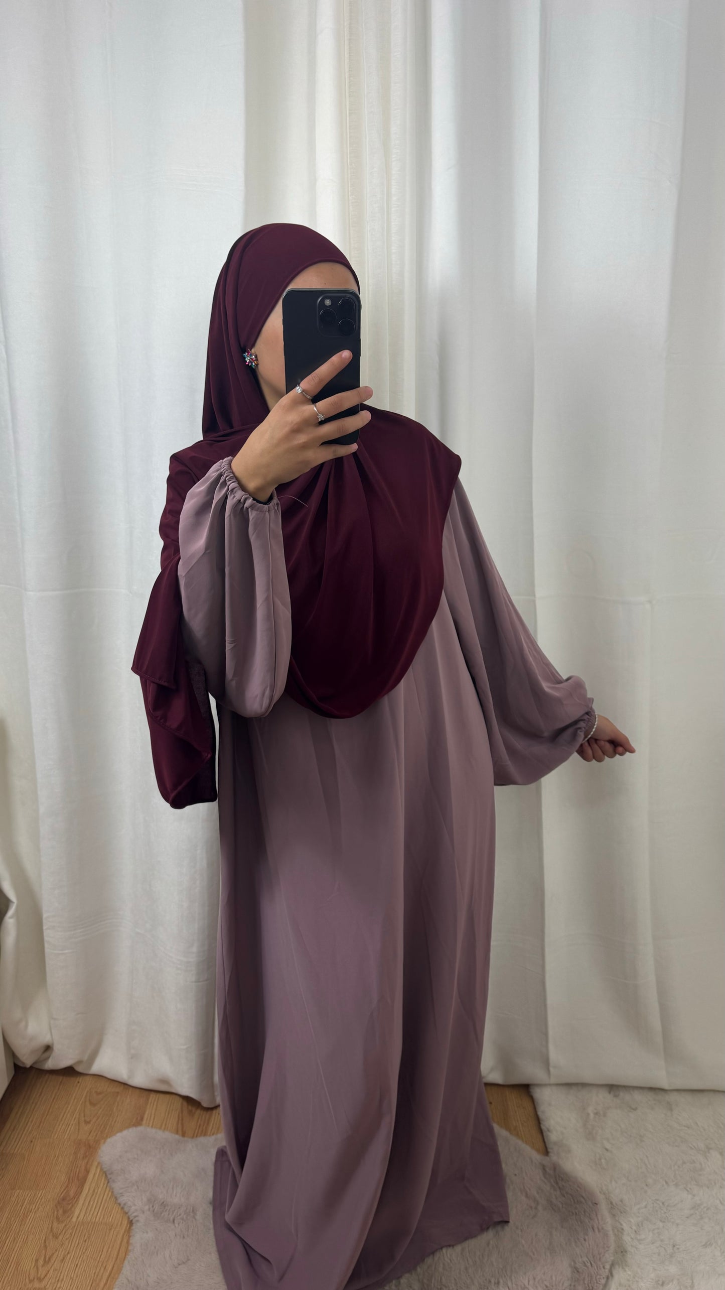 ABAYA MANCHE BALLON - LILA