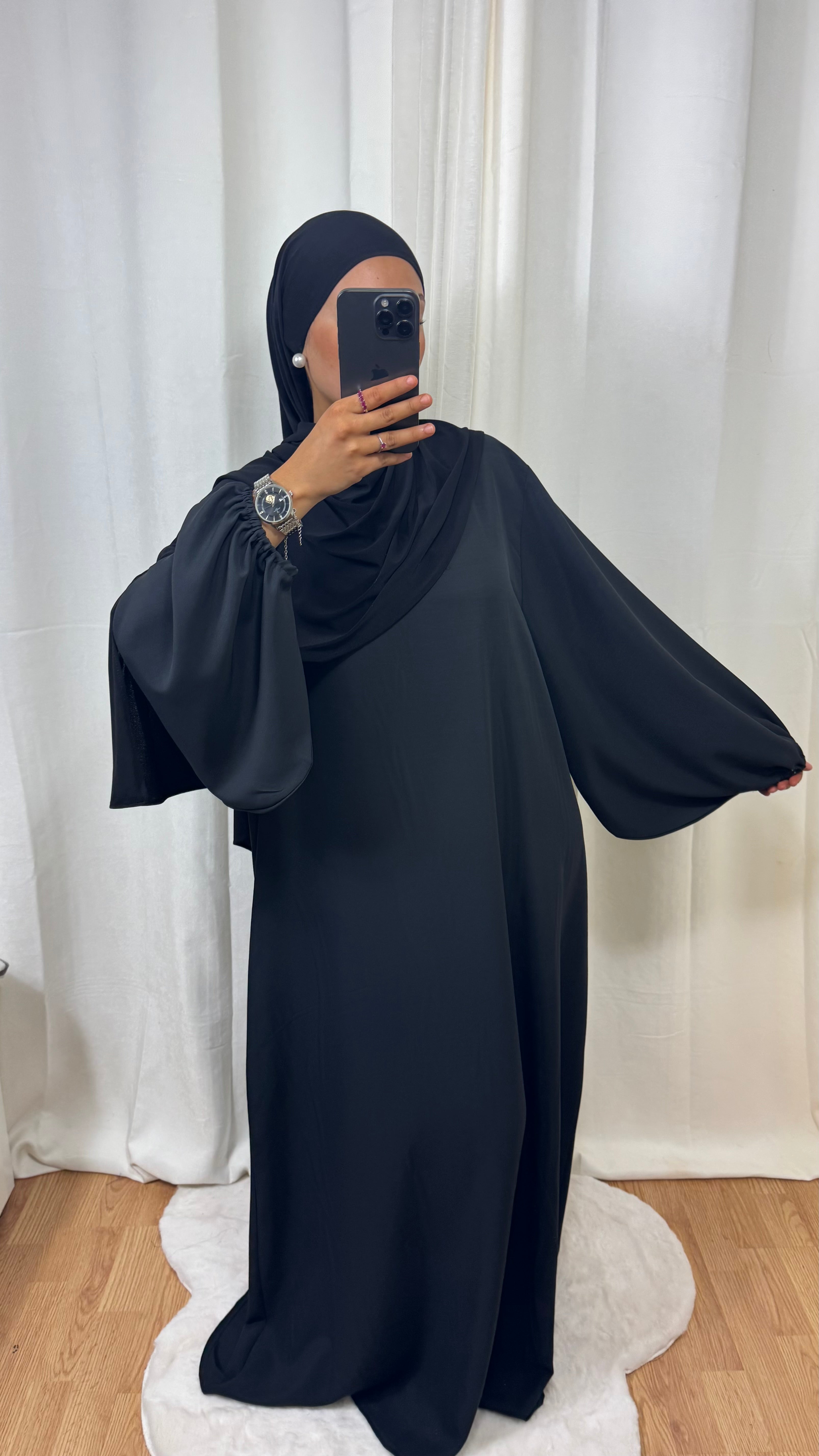 ABAYA MANCHE BALLON - NOIR