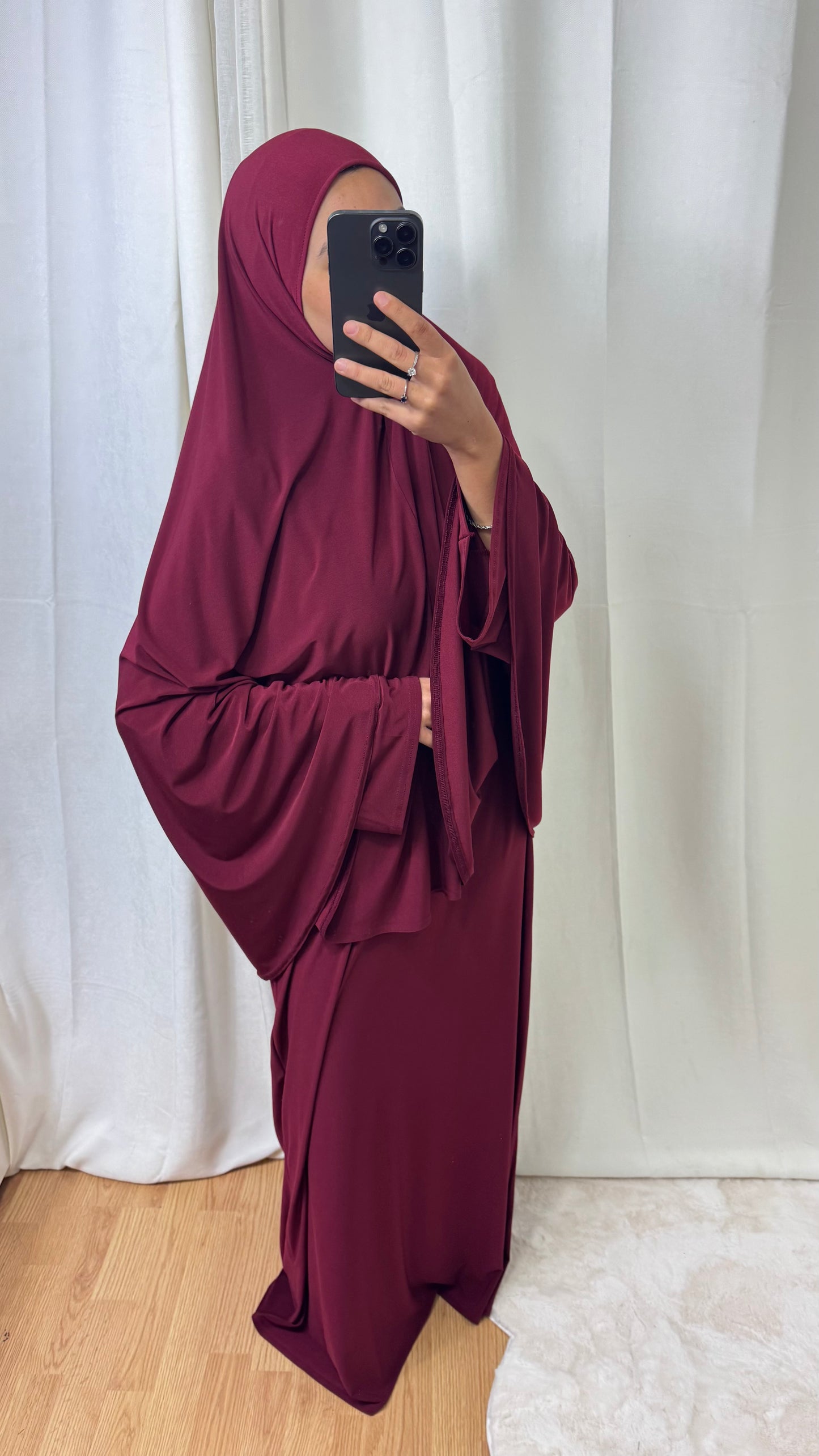 SET ABAYA KHIMAR JERSEY PREMIUM DE LUXE - BORDEAUX